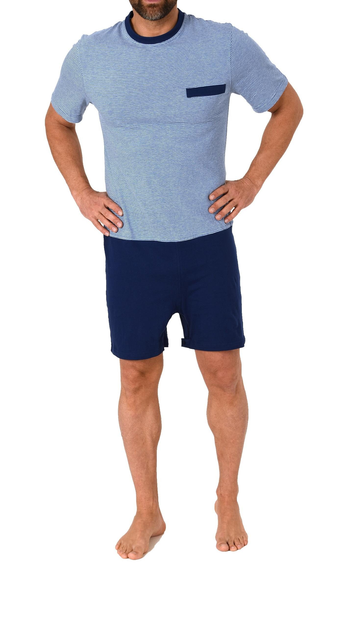 Pyjama Herren Pflegeoverall kurzarm mit Reissverschluss am Rücken und Bein