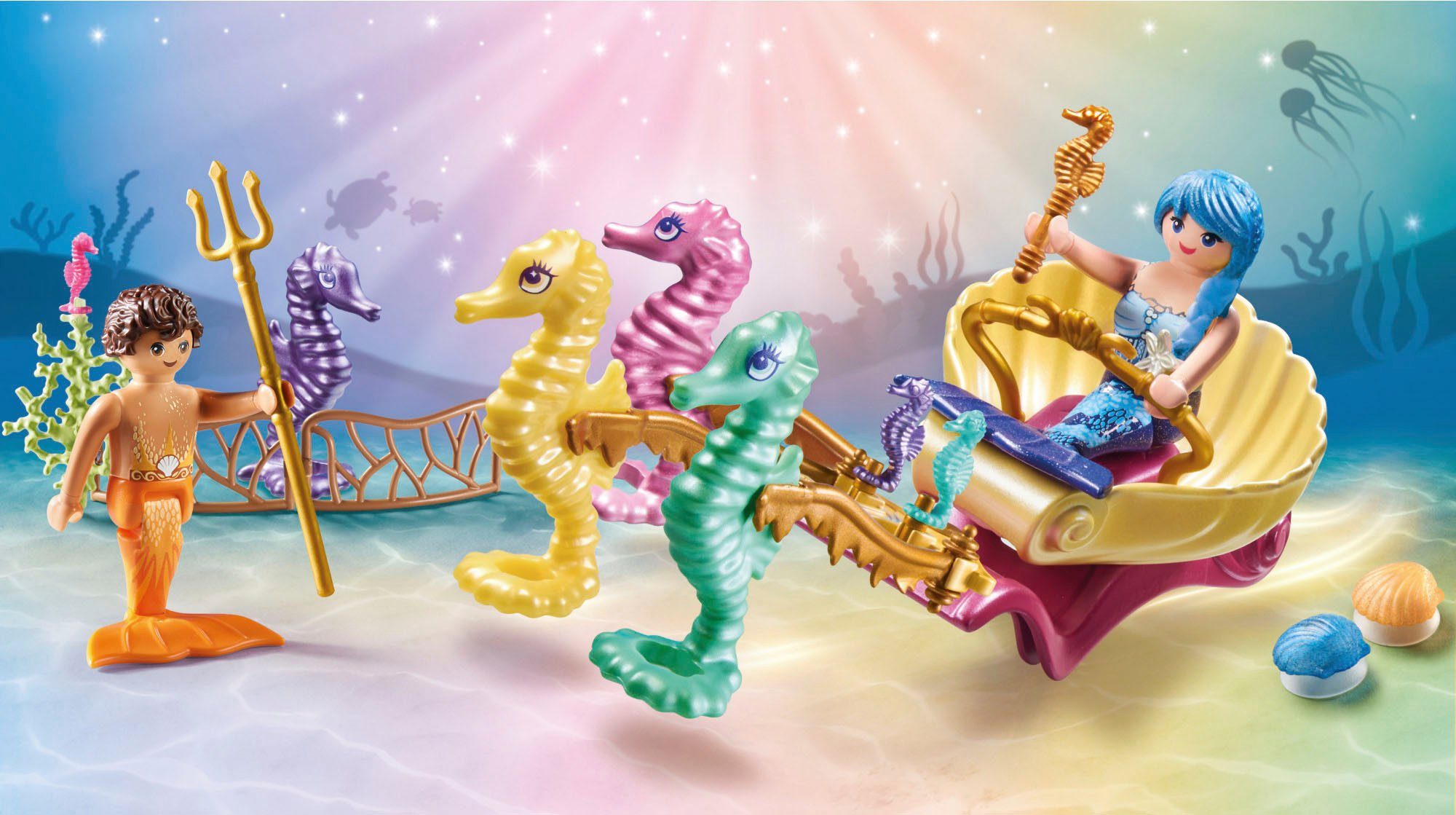 Playmobil® Meeresbewohner mit Seepferdchenkutsche (71500) Konstruktions-Spielset, (35 St), Playmobil Princess Magic, Made in Europe – Bild 3 von 5