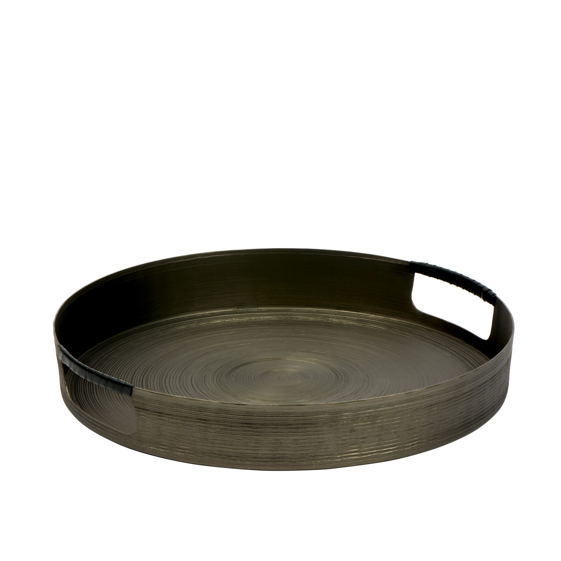 Dekotablett Dendro Tablett Aluminium rund mitGriffmulde dunkel bronze H 5 cm ...
