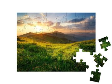puzzleYOU Puzzle Bergtal im Sonnenaufgang, 48 Puzzleteile, puzzleYOU-Kollektionen Natur, Sonnenaufgang