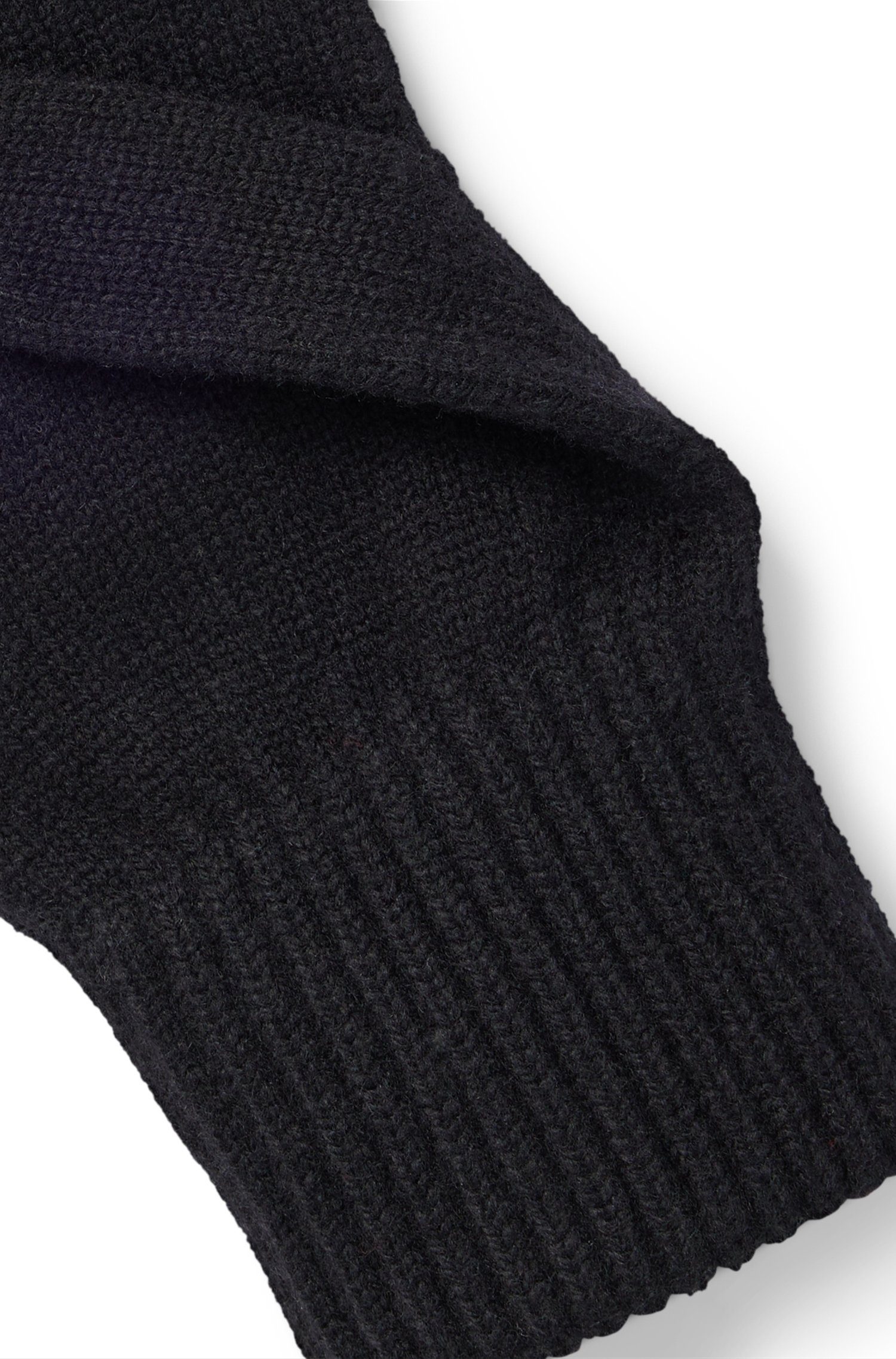 HUGO Strickhandschuhe Waff Handrücken Markenlabel auf schwarz kontrastfarbenem 3 (15) beiden mit