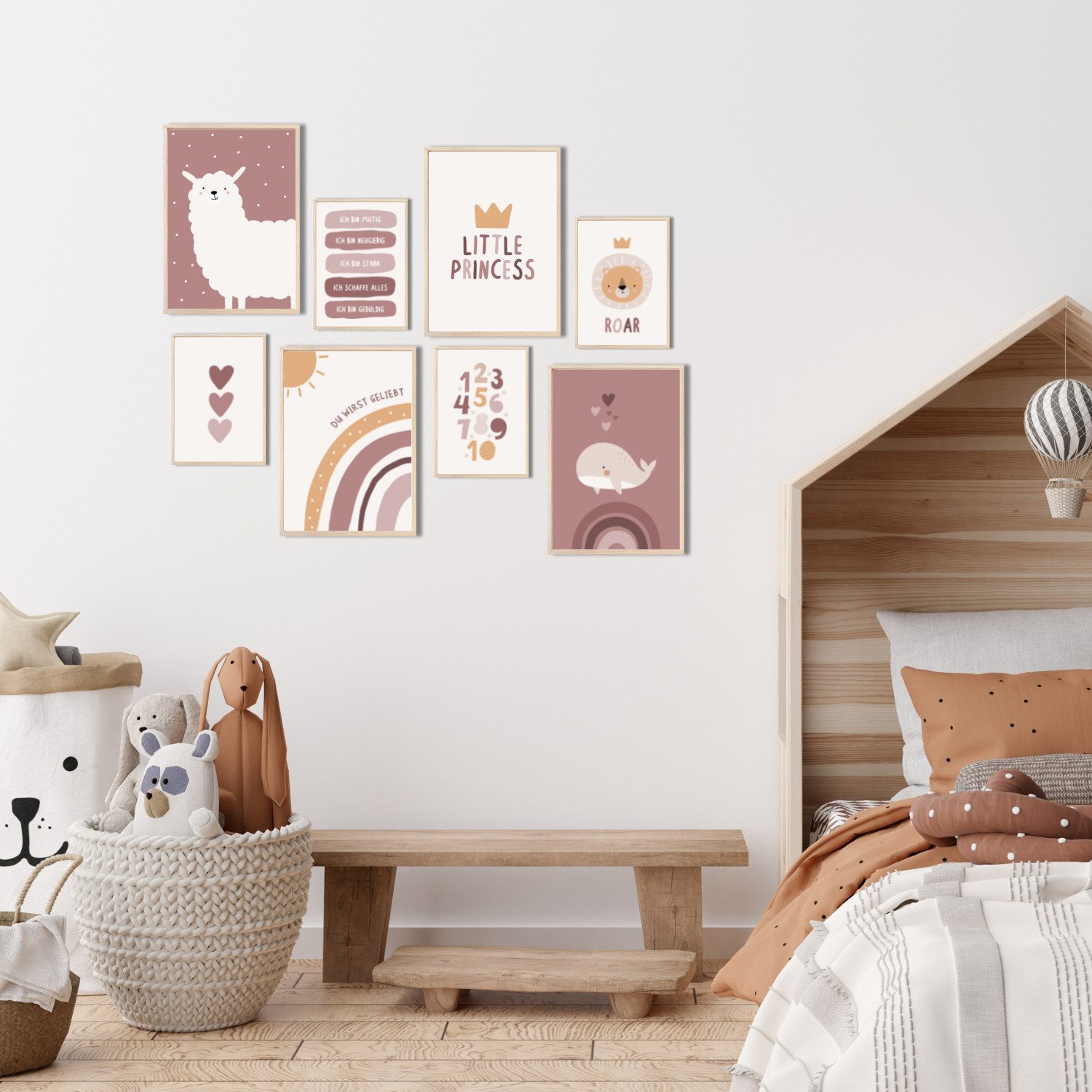 MeinBaby123® Poster Bilder Kinderzimmer, Poster Kinderzimmer Deko, Süße Tiere, Babyzimmer, Tiere Wandbilder,  Boho,  Sprüche