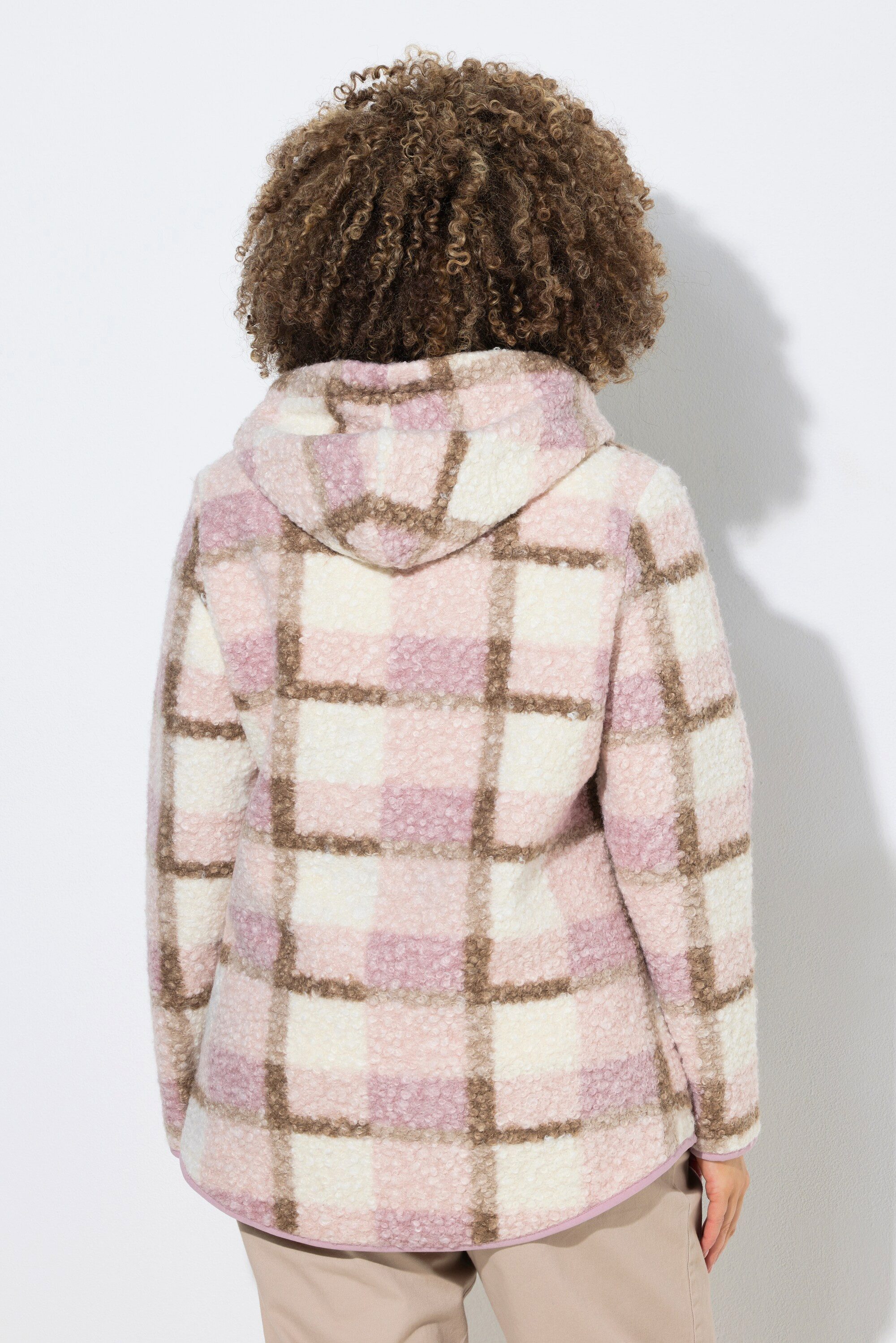 Ulla Popken Sweatjacke Teddyjacke Karomuster Kapuze Langarm
