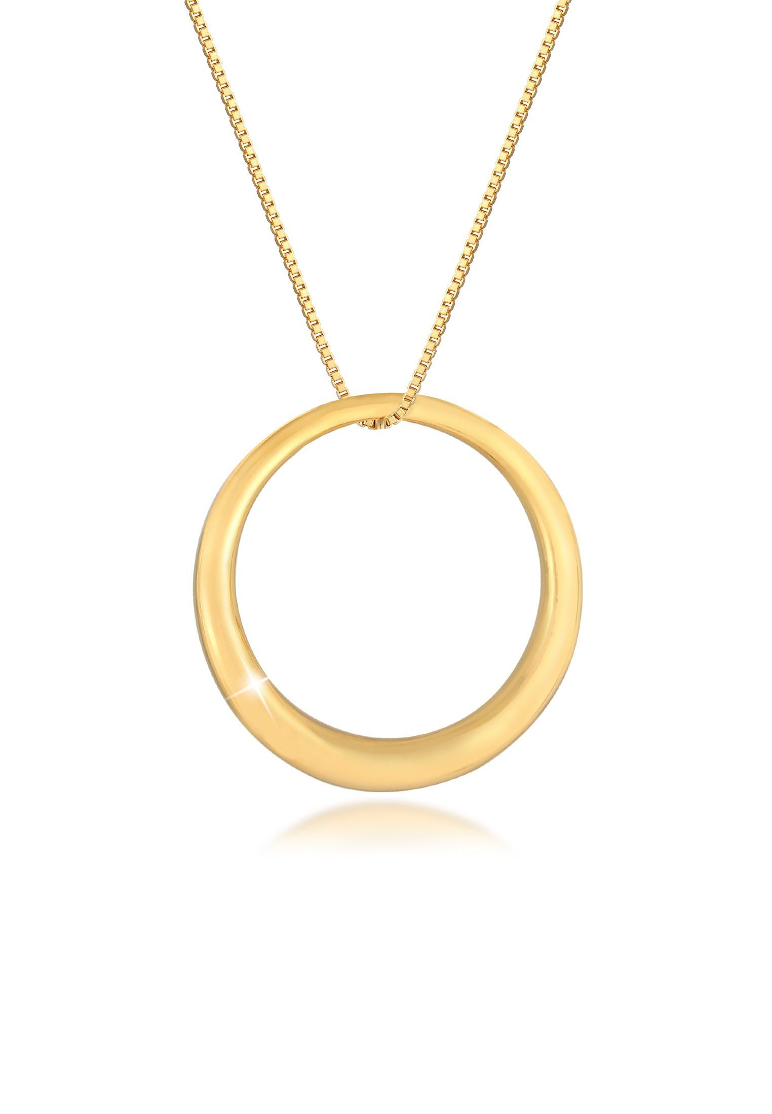 Elli Kette mit Anhänger Kreis Rund Geo Anhänger 925 Silber, Kreis Gold