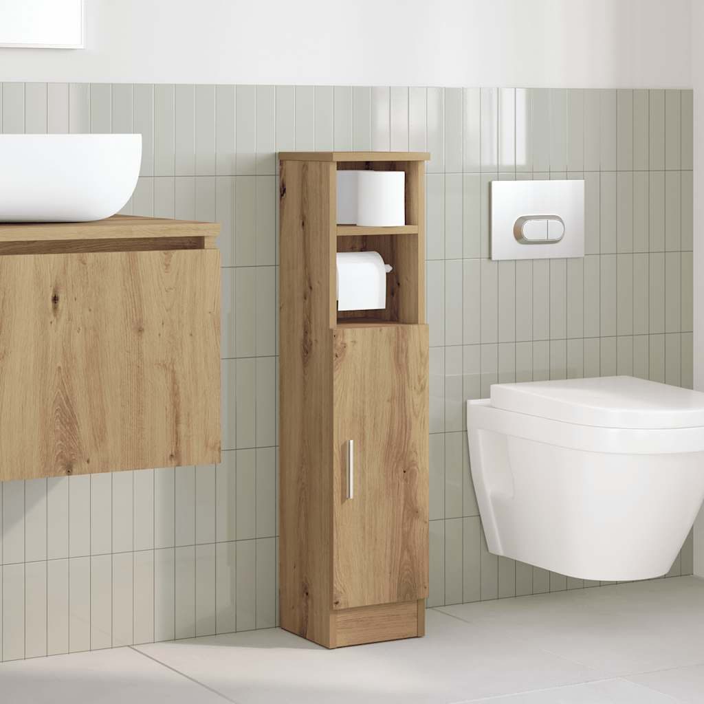 vidaXL Badezimmer-Set Badezimmerschrank mit Rollenhalter Artisan-Eiche 20,5x22x90 cm, (1-St) – Bild 3 von 5