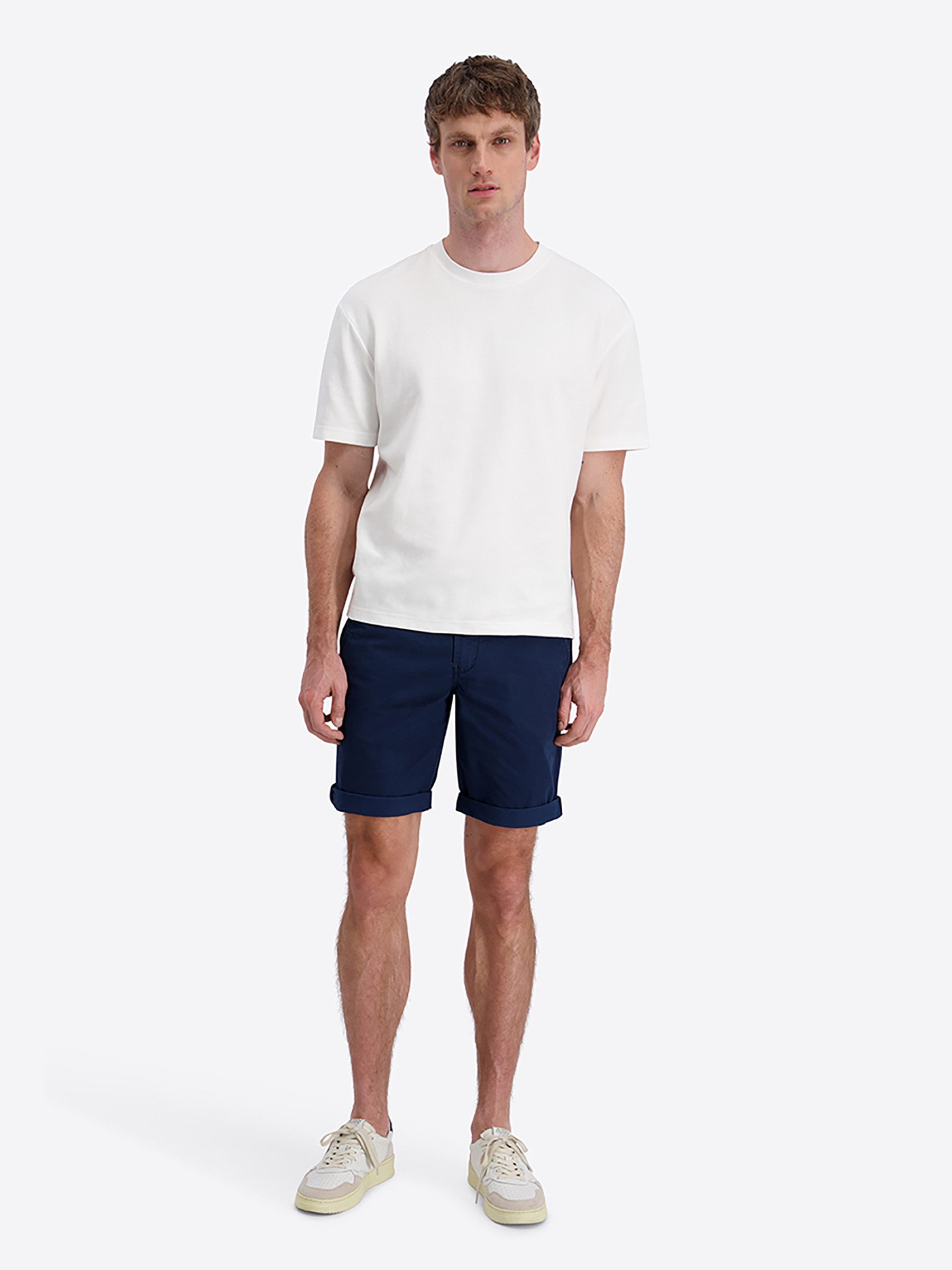 TIMEZONE Chinoshorts Strukturware Fester Bund Gürtelschlaufen Umschlag für Herren (1-tlg) Baumwolle Slim Fit Einfarbig atmungsaktiv Reißverschluss