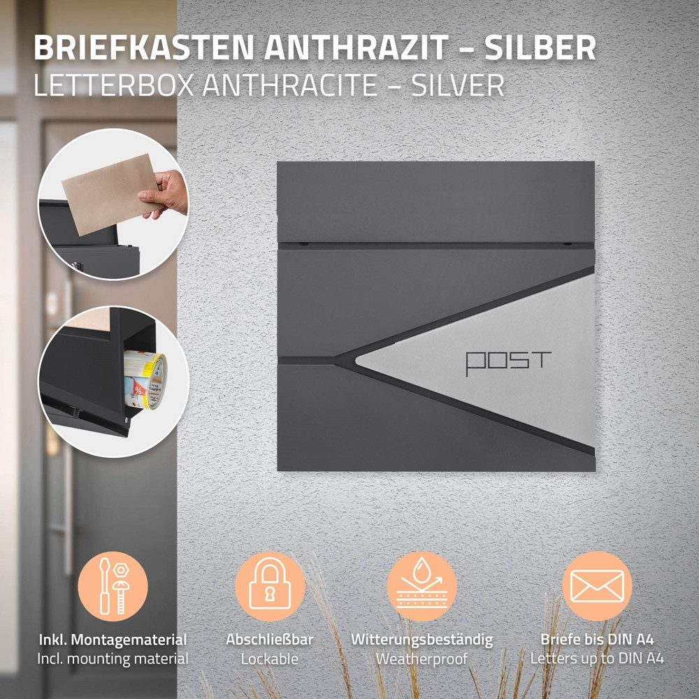 ML-DESIGN Standbriefkasten Briefkasten Postkasten mit Zeitungsfach, günstig online kaufen