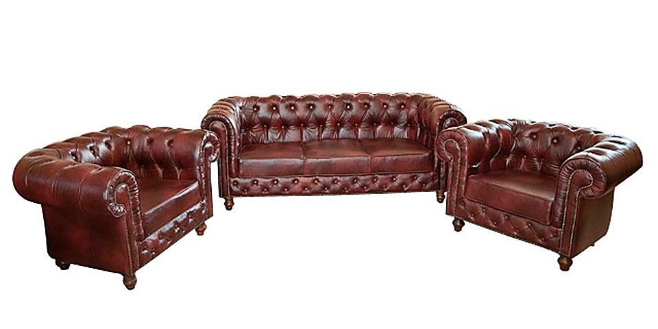 JVmoebel Chesterfield-Sofa, Chesterfield 3+1+1 Sitzer Garnitur Sofa Couch