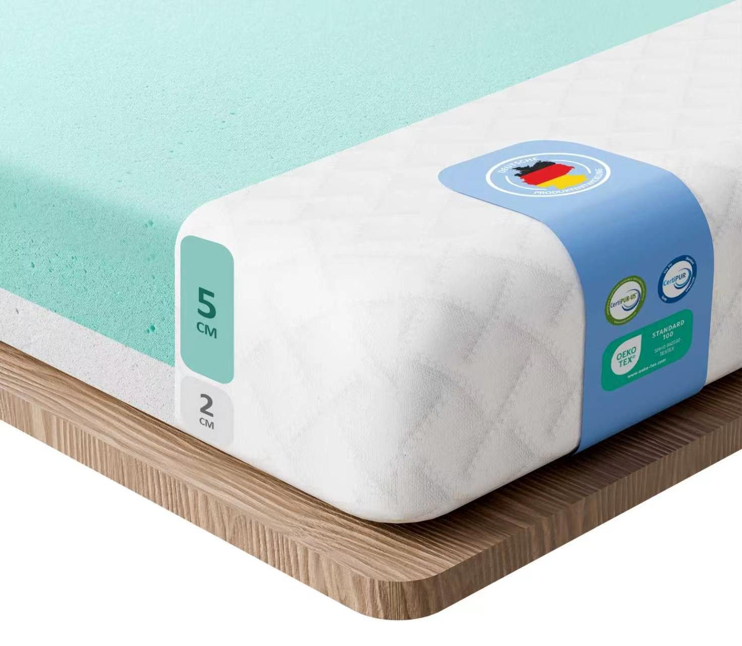 ROYGBIV, Topper 90 x 200, 140 x 200, 160 x 200, 180 x 200cm Matratzentopper Gel-Schaum, 7 cm hoch, (verschiedene Größen und Härtegrade), Bett Topper mit H2/H3 Härte, vielseitiger Mattress Topper