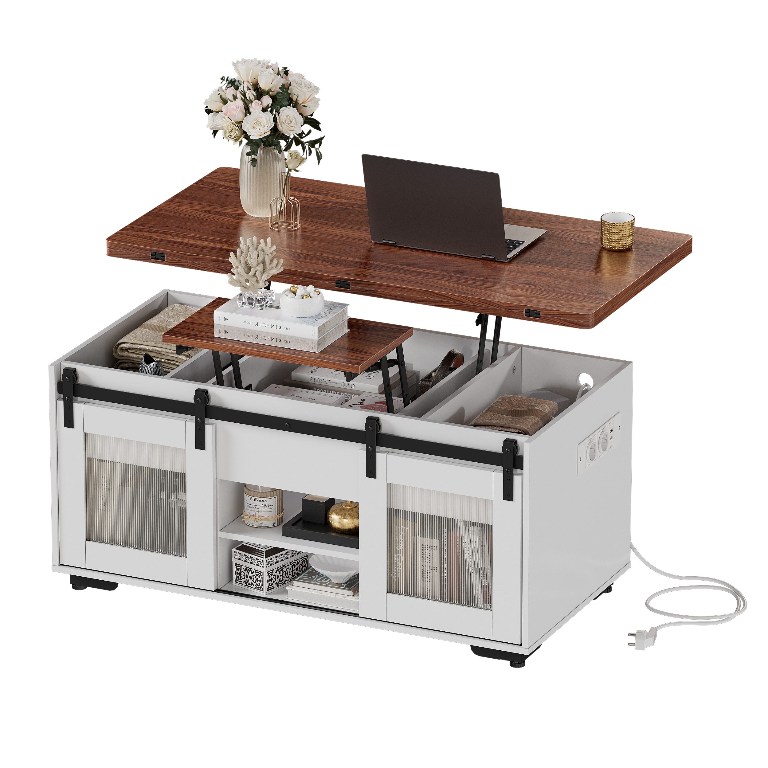 TWSOUL Couchtisch Höhenverstellbarer couchtisch,mit Steckdose,100*48cm*48-6 günstig online kaufen