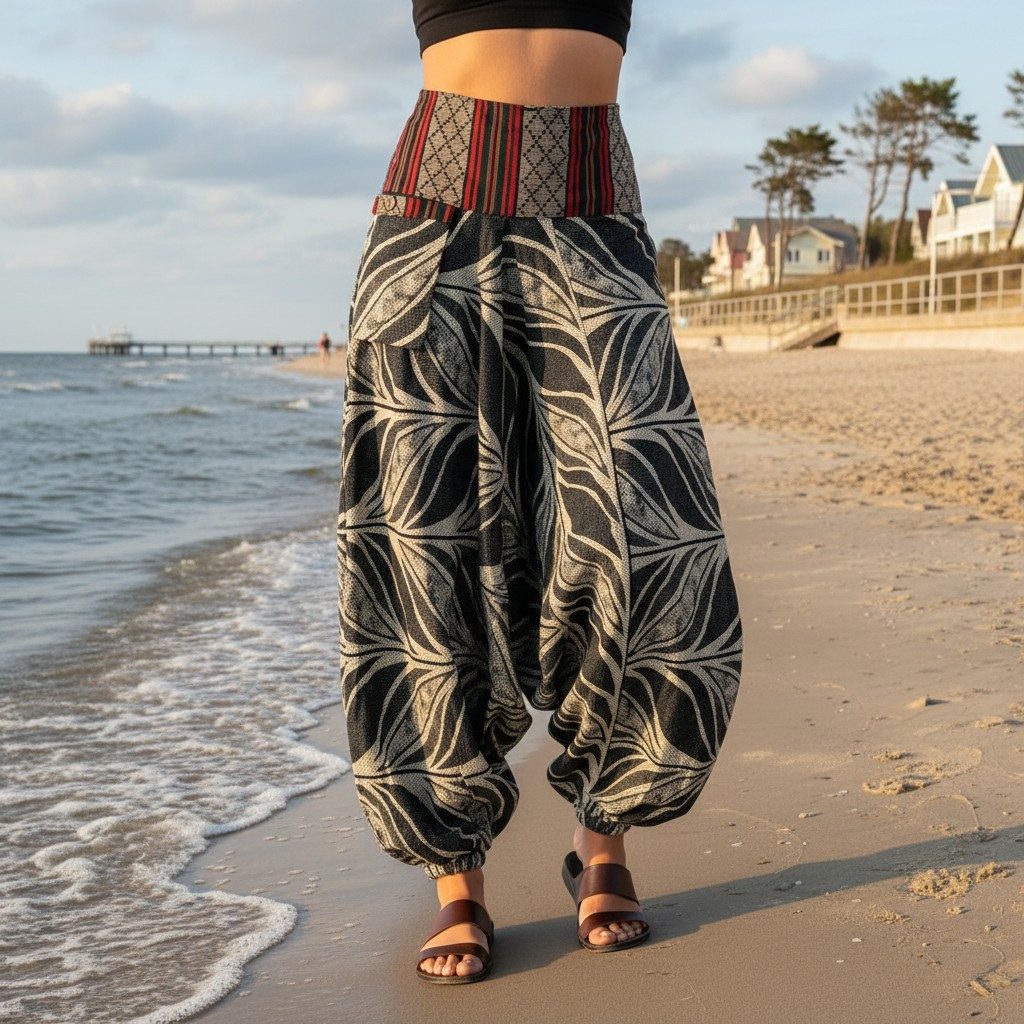 Guru-Shop Relaxhose Bedruckte Haremshose, Pluderhose mit breitem.. Ethno St günstig online kaufen