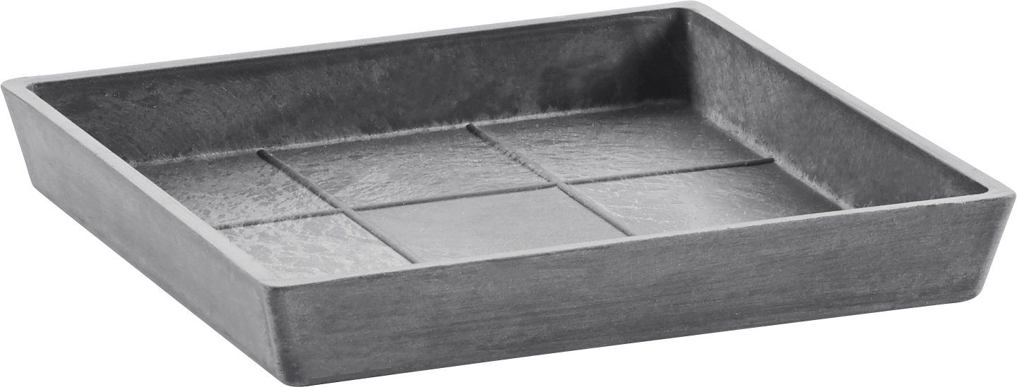 Blumentopfuntersetzer BxTxH: 18x18x2,5 Grey, SQUARE ECOPOTS SAUCER cm