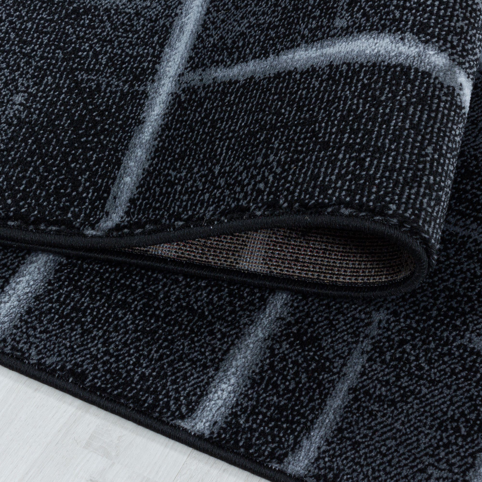 Designteppich Kurzflorteppich gestreift Miovani Wohnzimmer Schwarz Teppich, Schlafzimmer