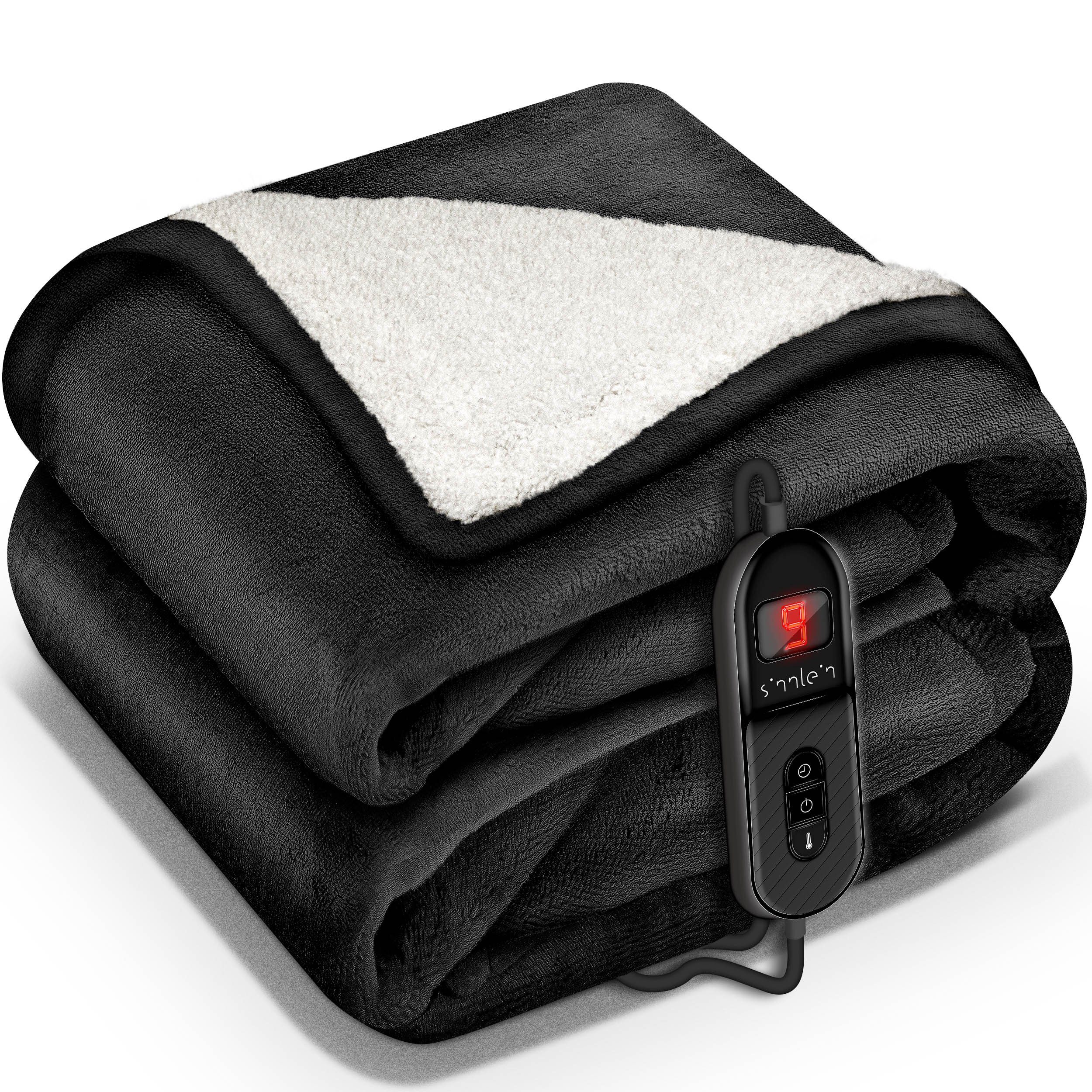 sinnlein Heizdecke mit Abschaltautomatik Elektrische Wärmedecke, mit 9 Temperaturstufen Kuscheldecke Bett, Sofa, Decke elektrisch mit Timer Digitalanzeige, 9 Temperaturstufen