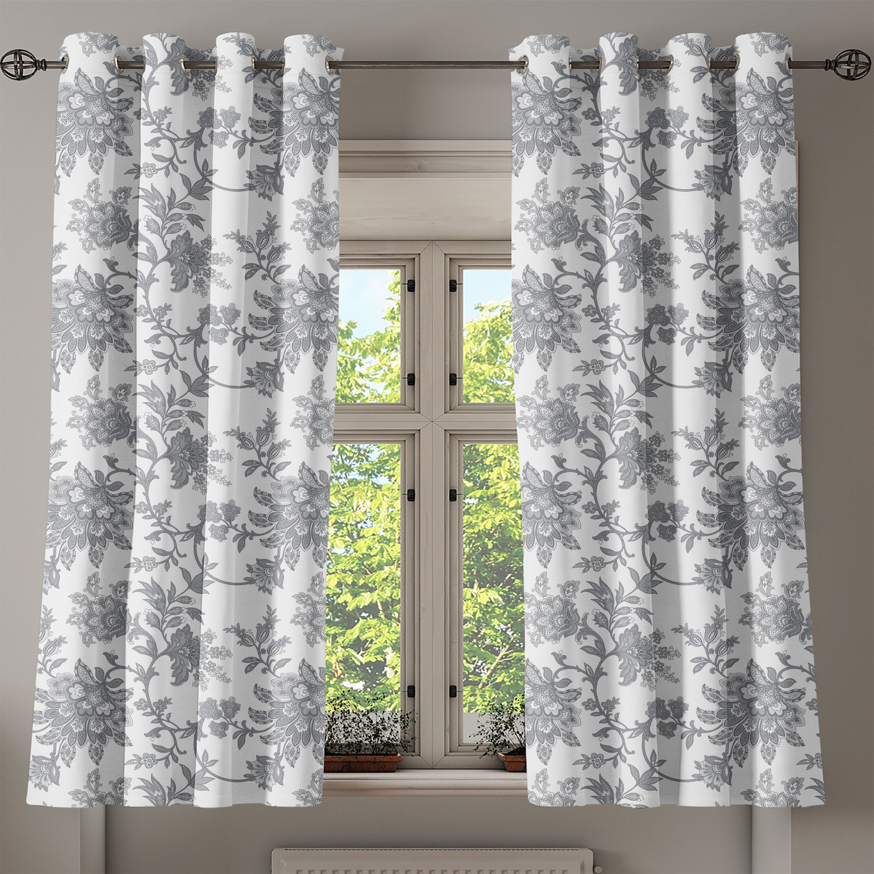 Blumen Gardine Abakuhaus, Dekorative 2-Panel-Fenstervorhänge Schlafzimmer Wohnzimmer, für Petals