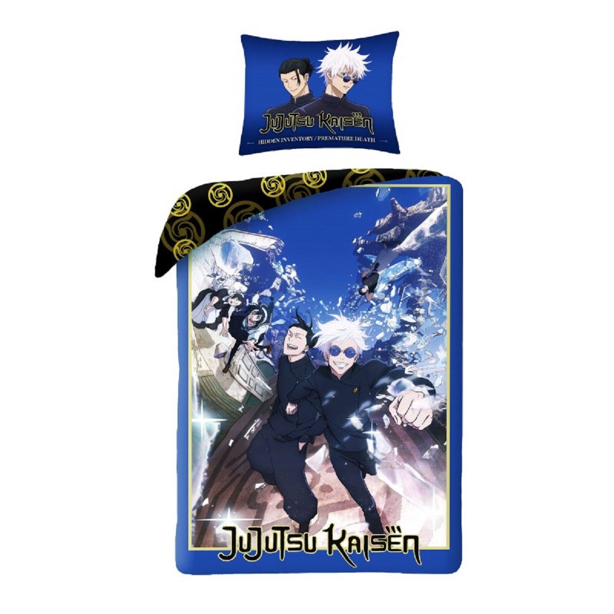 Jujutsu Kaisen Bettwäsche Set aus Mikrofaser Deckenbezug 140 × 200 cm mit 70 × 90 cm Kissenbezug, Mikrofaser, 2 teilig