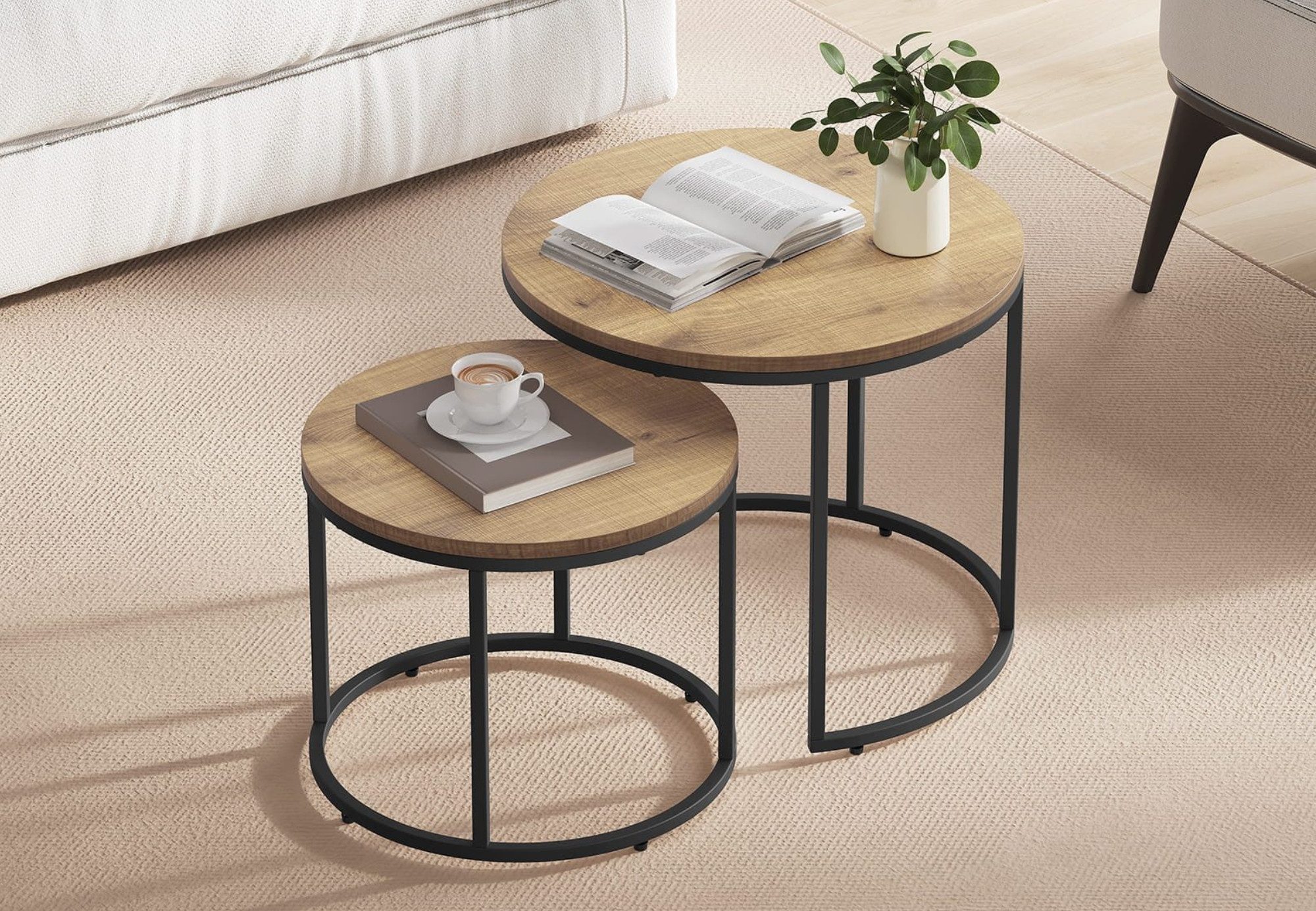 Couchtisch 2er Set Beistelltisch Loft Design 2in1 Verschachtelung Wohnzimmer