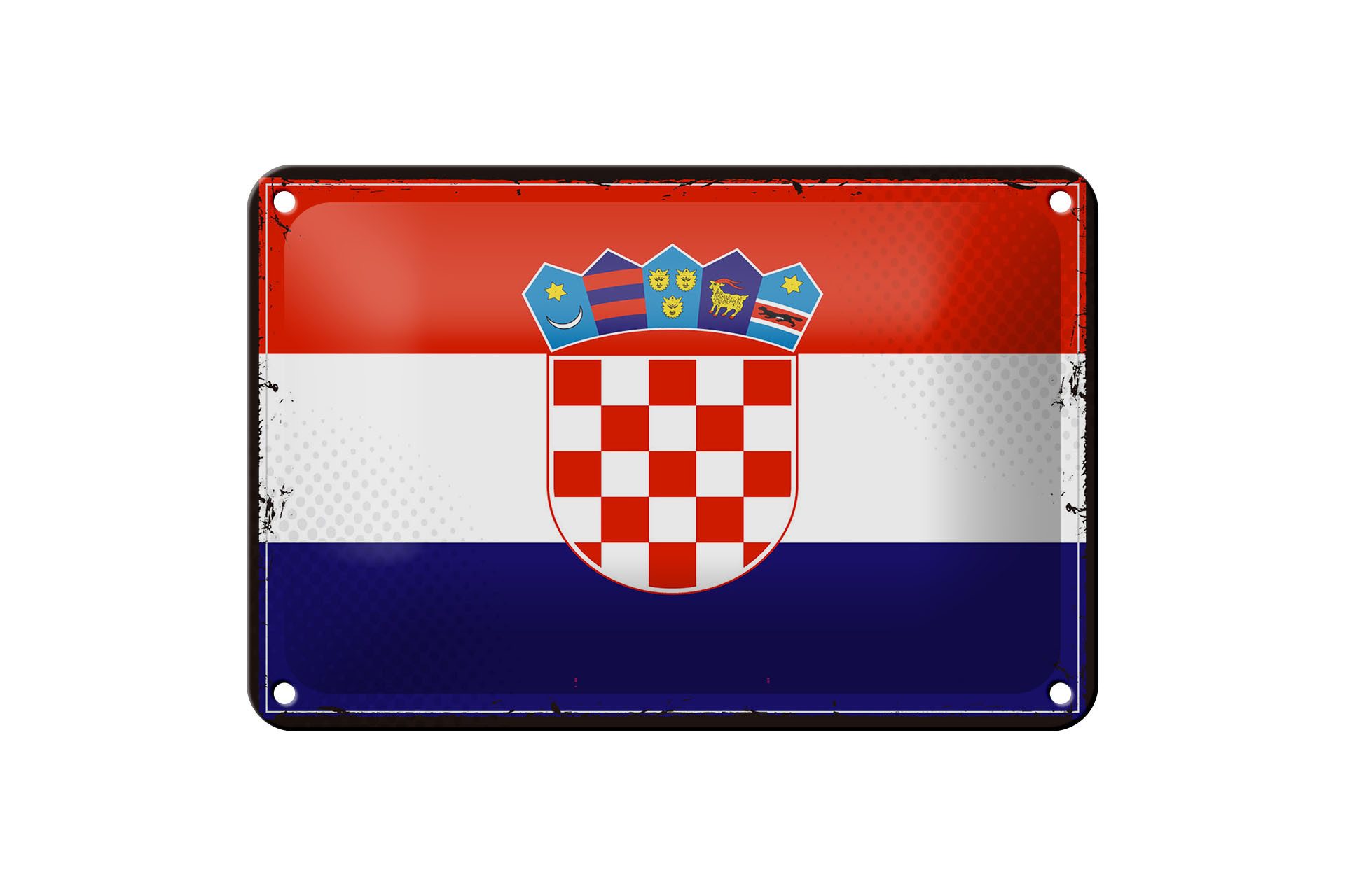 Femer GmbH Metallschild Flagge Kroatiens 18x12cm Retro Flag of Croatia, (1 St), gewölbte Oberfläche, abgerundete Ecken, umgeschlagene Kanten