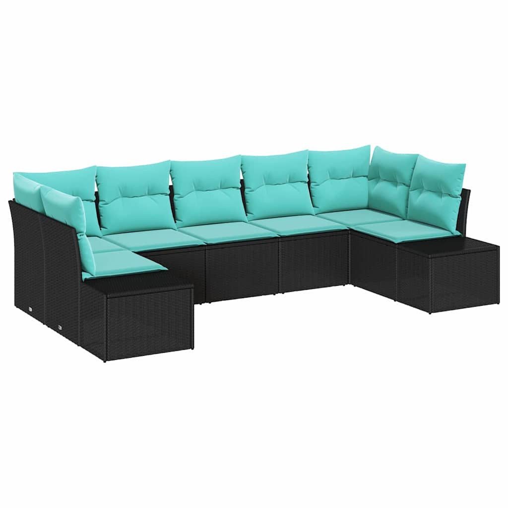 vidaXL Loungesofa Gartensofa-set 7 stk. 7-Sitzanzahl Schwarz und Türkis, 7 Teile