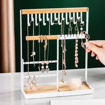 TWSOUL Schmuck Etagere Halskettenhalter mit Tablett zur Aufbewahrung Halsketten, Ringe, Uhren