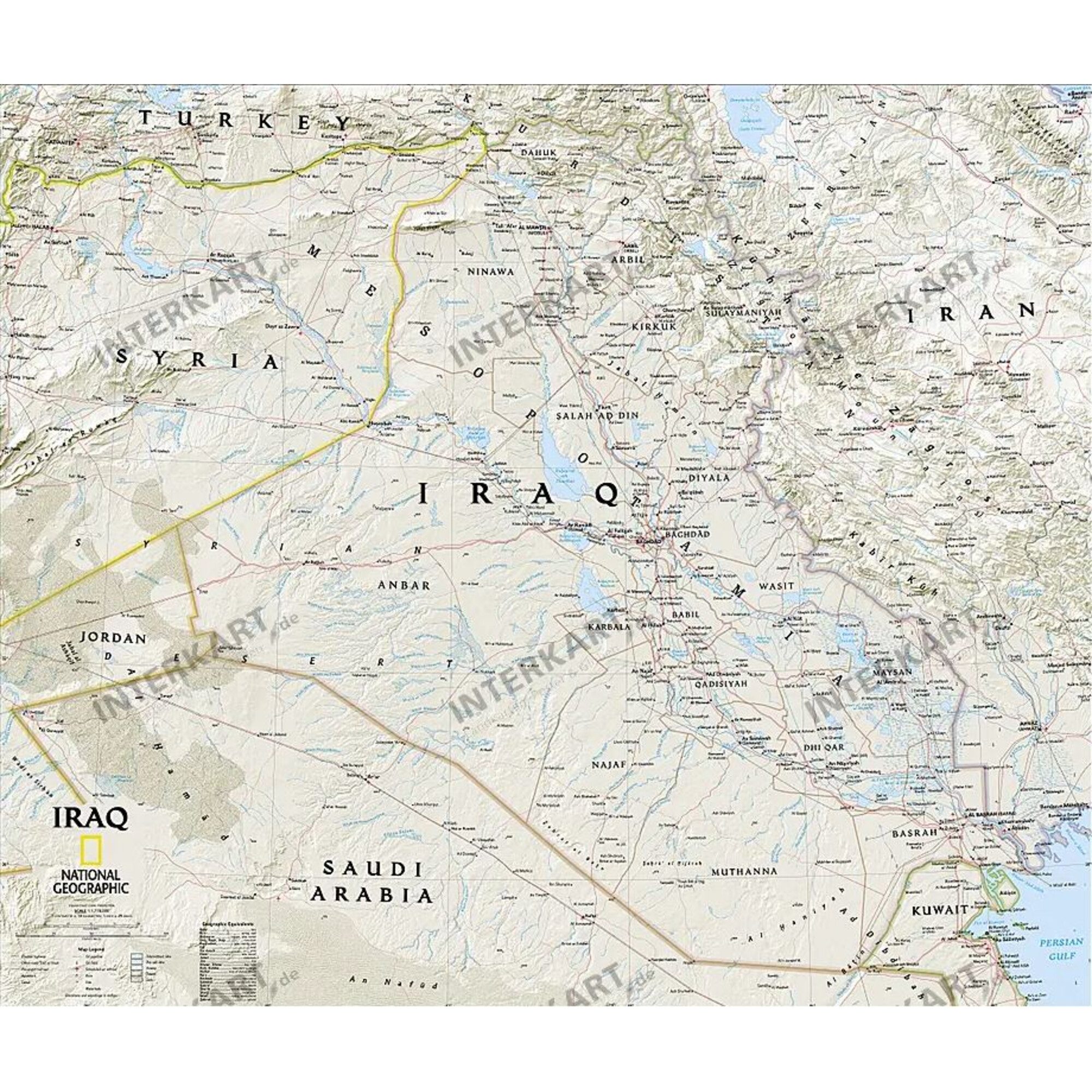 NATIONAL GEOGRAPHIC Wandbild National Geographic Landkarte Irak (71x61)