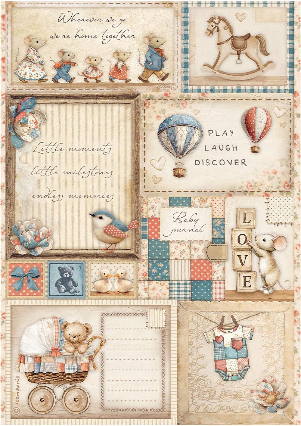 Stamperia Seidenpapier Motiv-Strohseide Baby - Cards, DIN A4