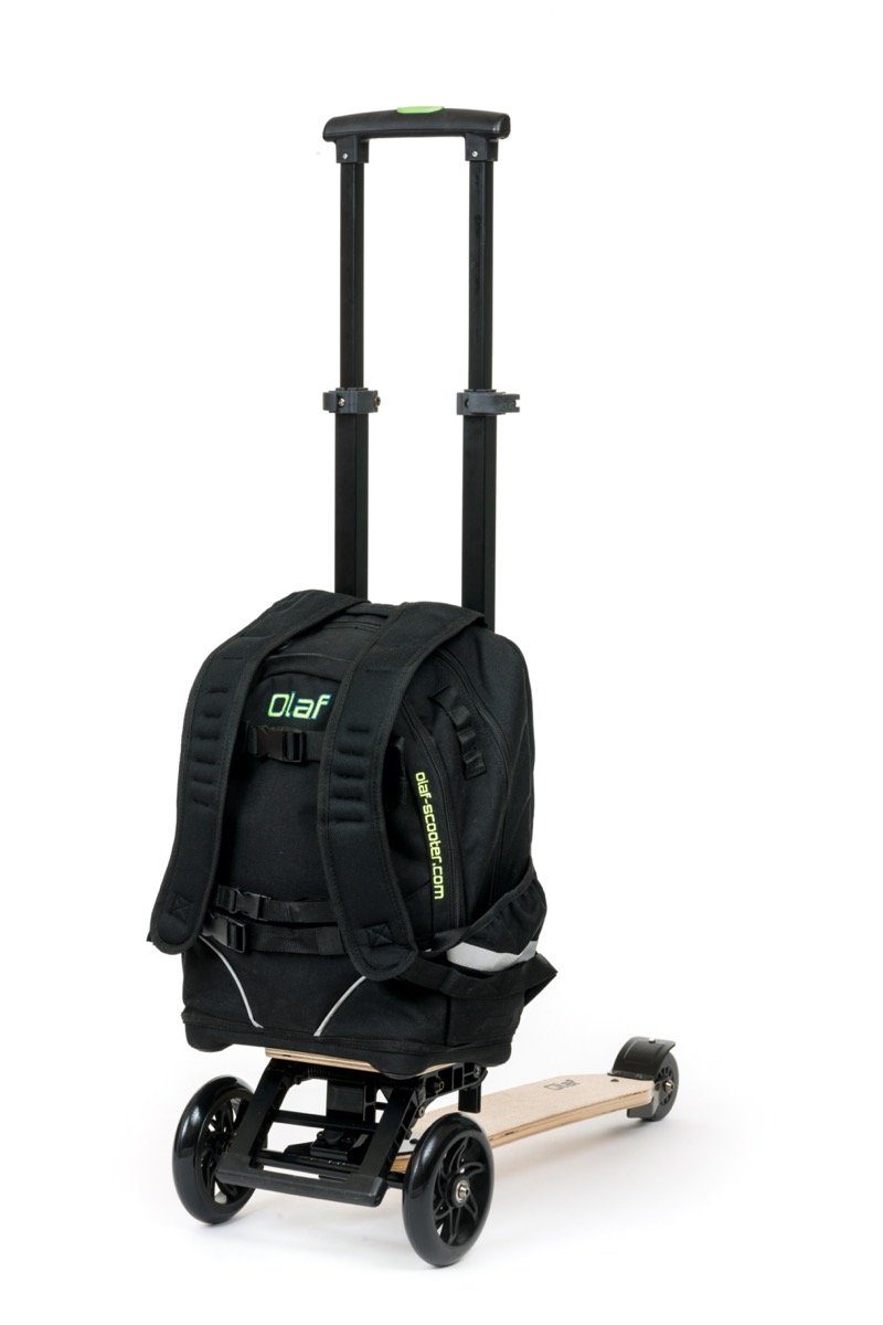 und SCOOTER, schwarz SKATEBOARD, für Urban 4in1 Rucksack Erwachsene, Olaf Roller KICK TROLLEY Dreiradscooter