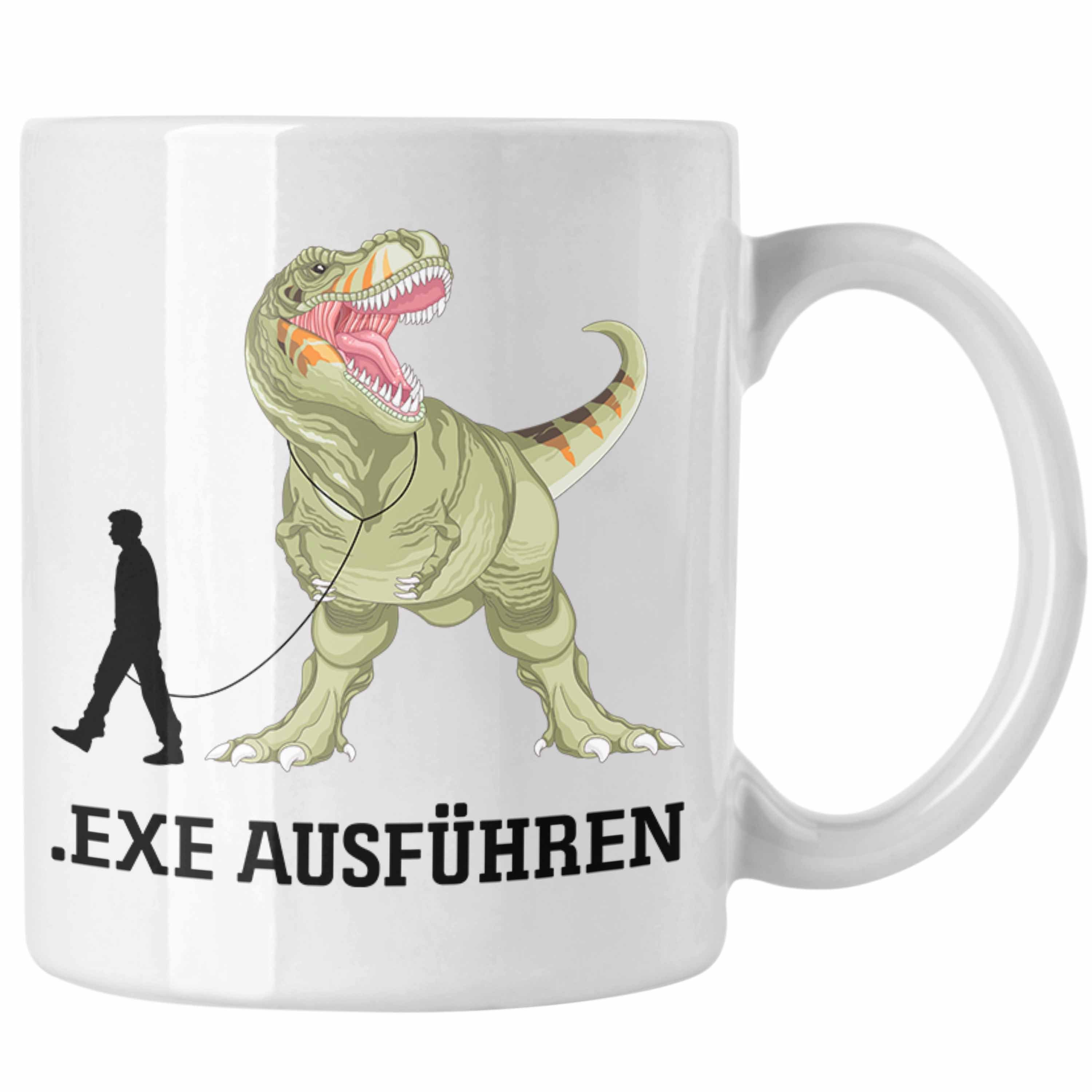 Trendation Tasse Admin Tasse Geschenk Programmierer Informatiker .Exe Ausführen Dinosau Weiss | Tassen