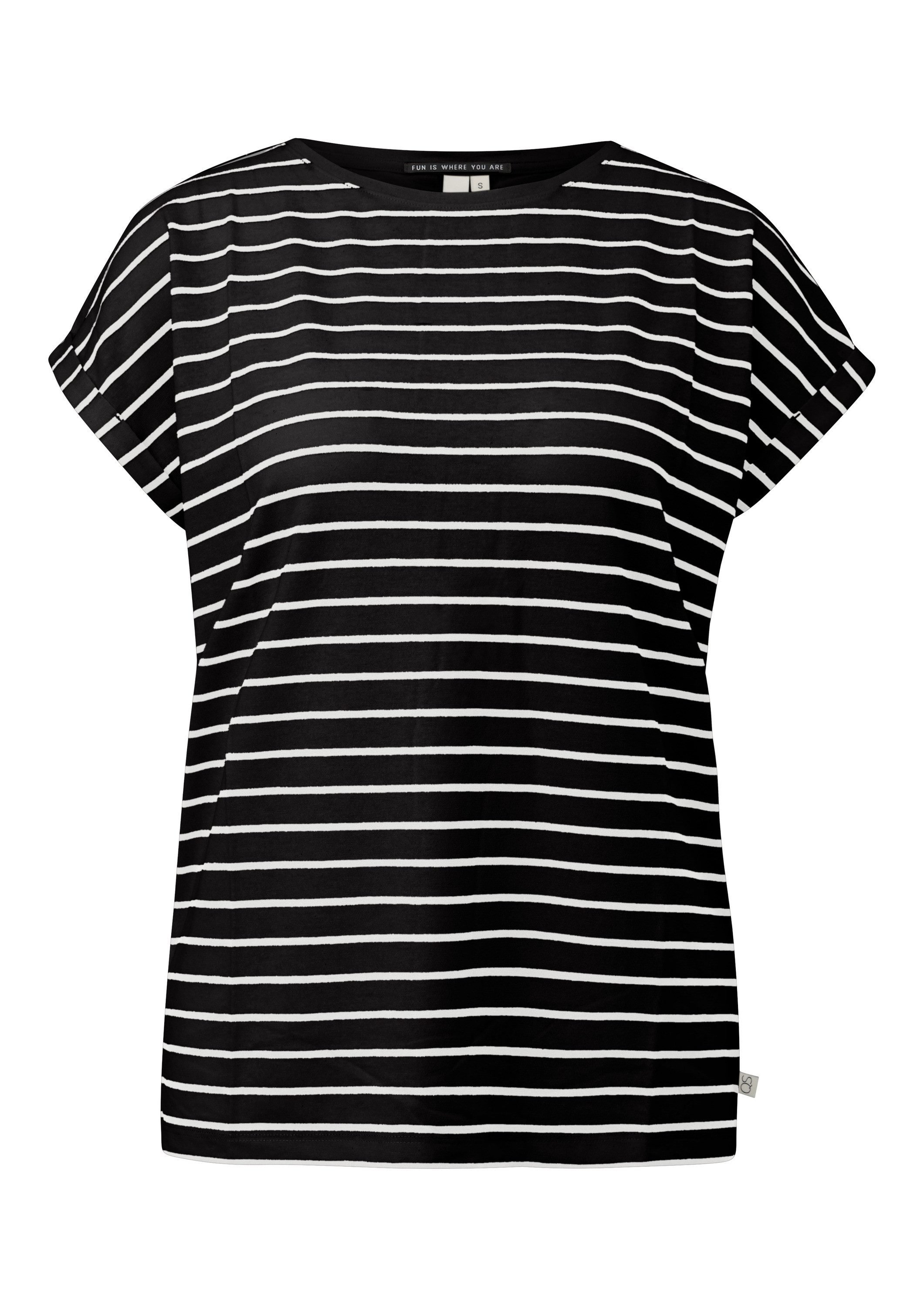 QS Kurzarmshirt T-Shirt Locker geschnittenes T-Shirt günstig online kaufen