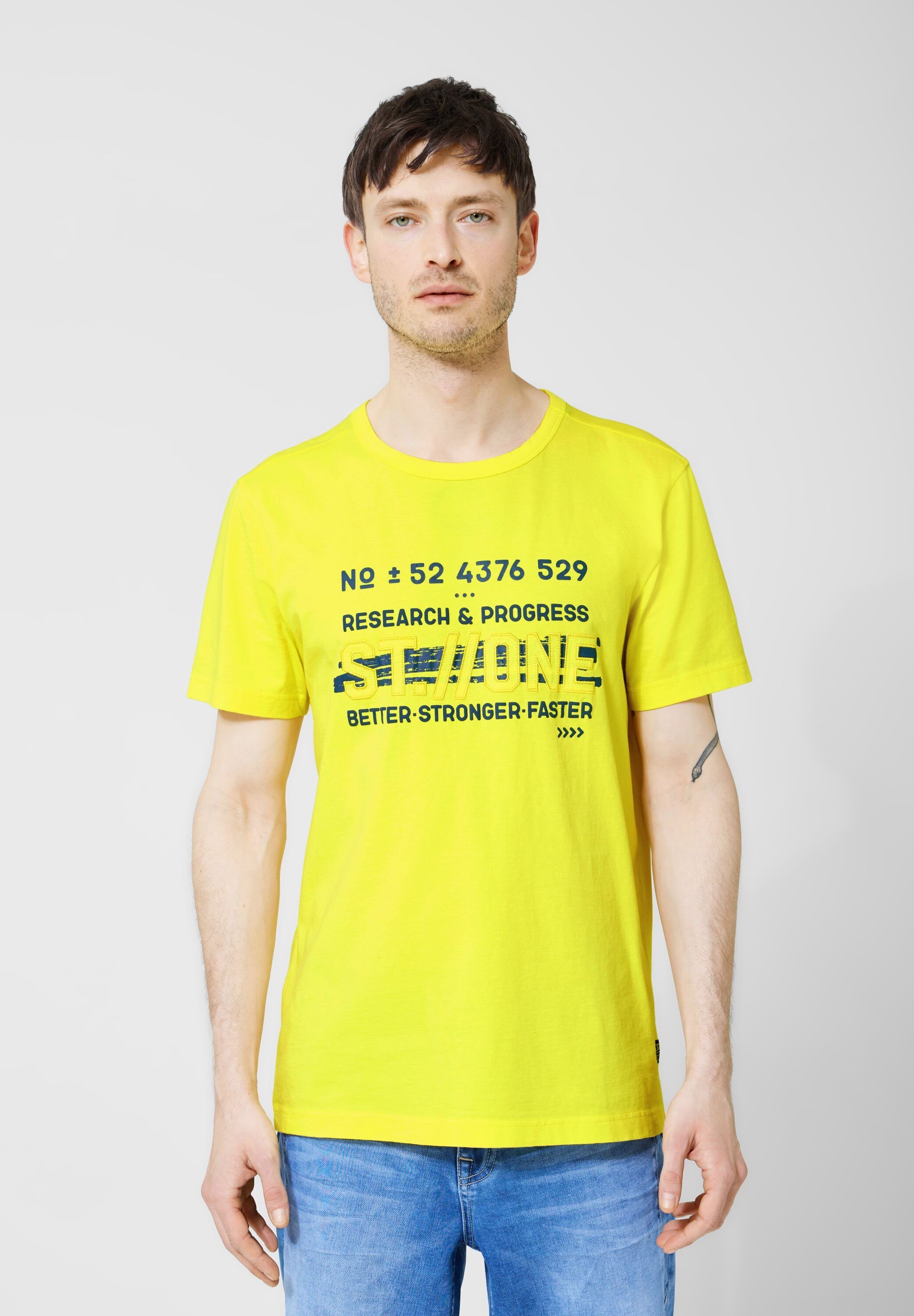 STREET ONE MEN T-Shirt mit Wordingprint lemon yellow
