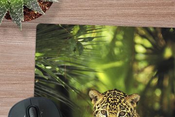 MuchoWow Gaming Mauspad Junger Jaguar im Dschungel (1-St), Mousepad mit Rutschfester Unterseite, Gaming, 40x40 cm, XXL, Großes
