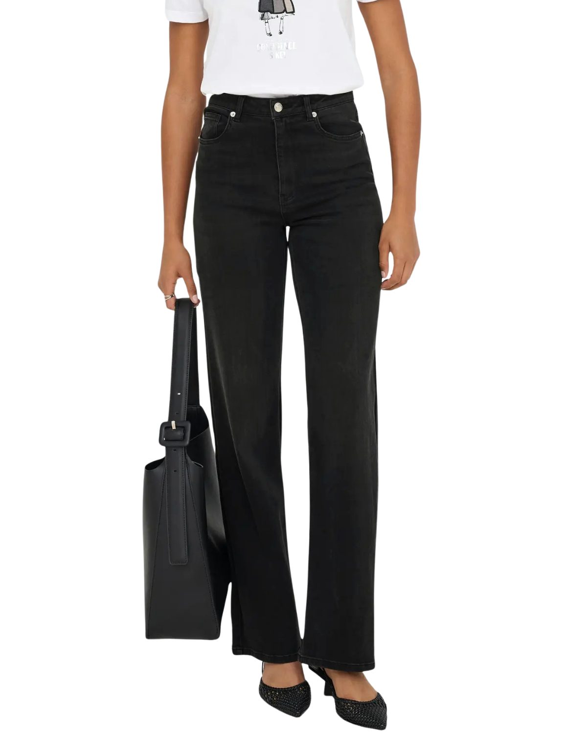 ONLY Weite Jeans Modischer Wide-Fit-Schnitt mit weiter Beinform von Hüfte b günstig online kaufen