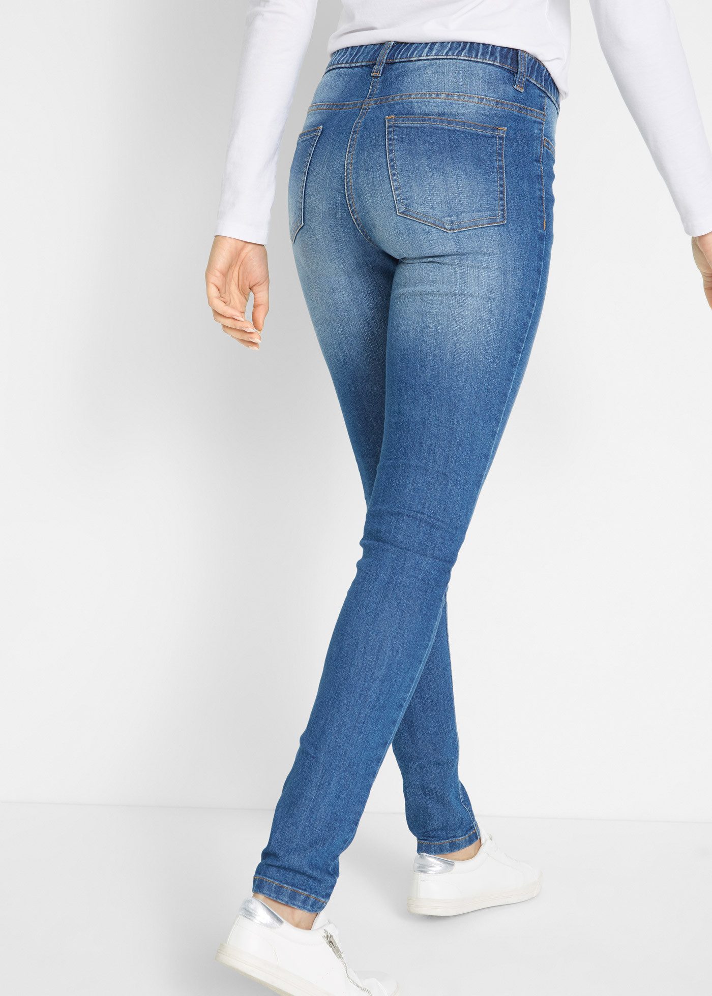 bonprix Jeansjeggings Slim Fit Passform, Mid Waist Schnitt, mit Bequembund