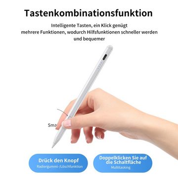 OKWISH Eingabestift Stift Stylus Pen Touchstift Pencil Touchscreen f. Apple iPad 2018-2023 (Magnetische Adsorption des iPads, 1-St., Hochpräzise Handflächenerkennung 4 LED-Anzeige Neigungsempfindlich) Magnetisches Pen Kompatibel mit iPad iPad Pro iPad Mini iPad Air