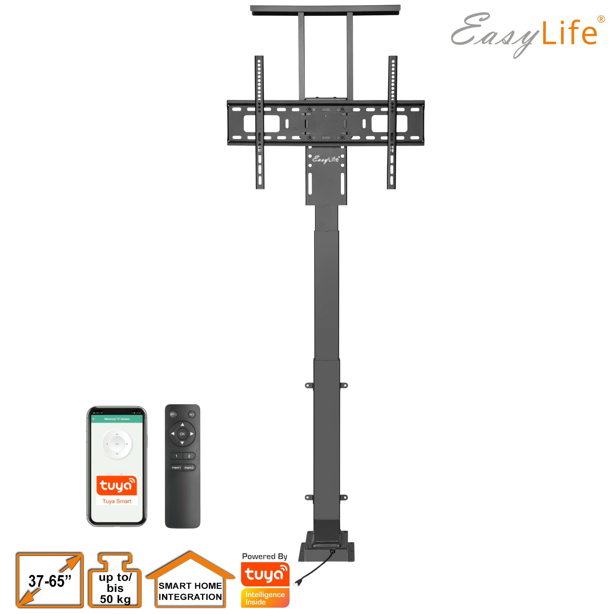 & easylife Bodenständer elektrisch, TV Fernbedienung TV-Ständer Steuerung Smart Home Lift/