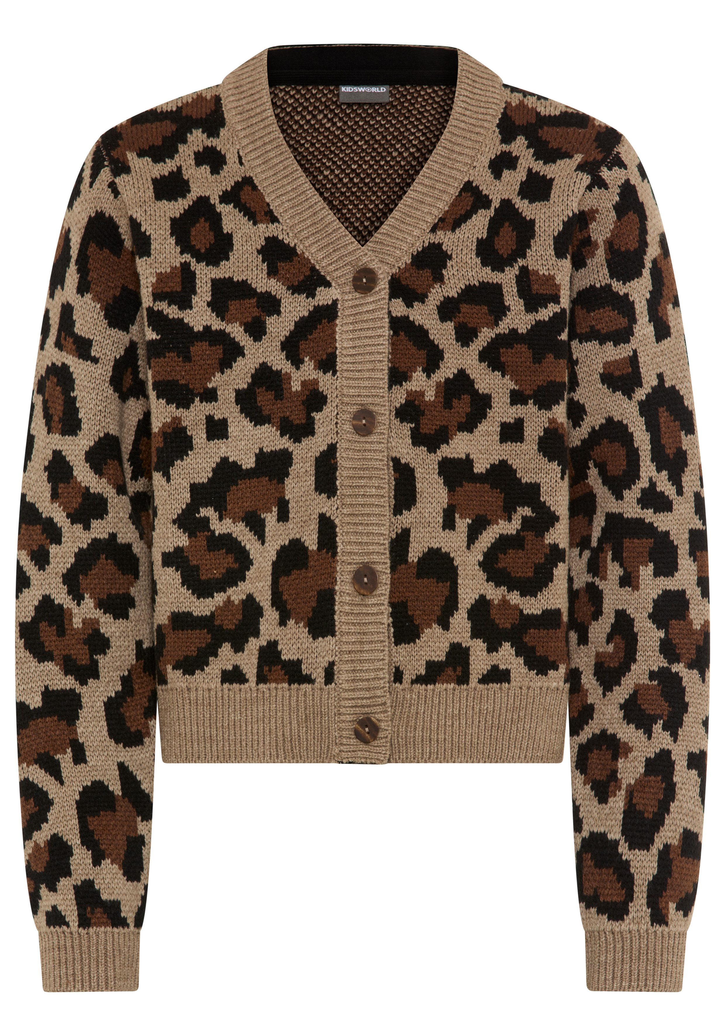 Strickjacke Strickjacke mit Leo-Muster