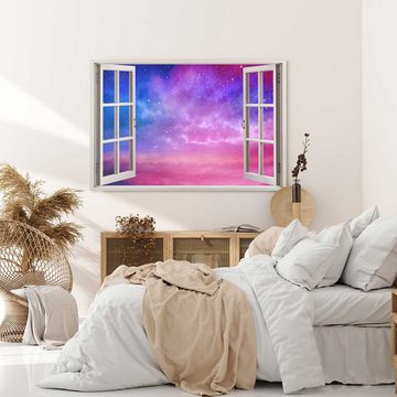 Sinus Art Leinwandbild Wandbild 120x80cm Fensterbild Sterne Rosa Sternenhimmel Astrofotografi, (1 St)