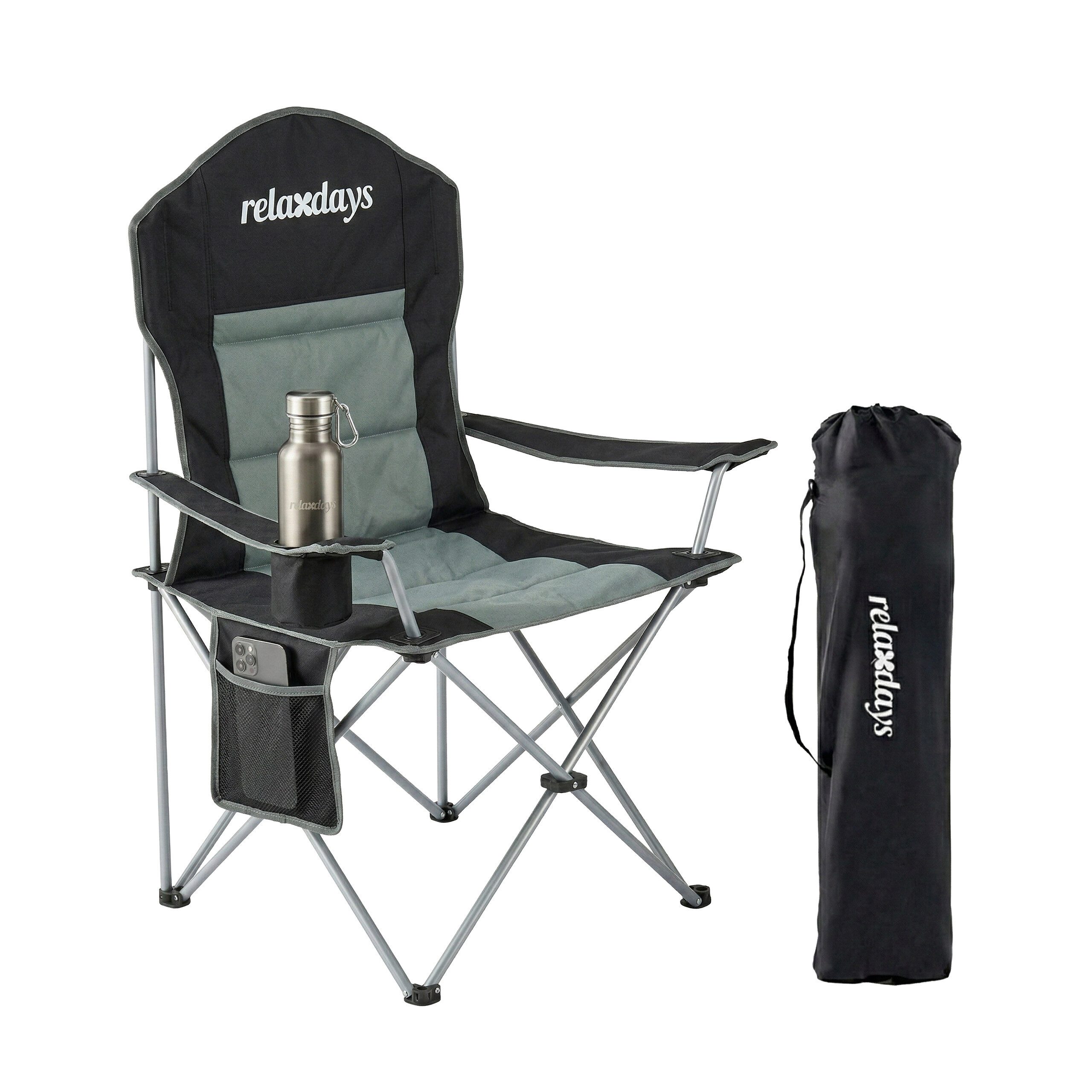 relaxdays Campingstuhl Faltbarer Camping Stuhl, schwarz