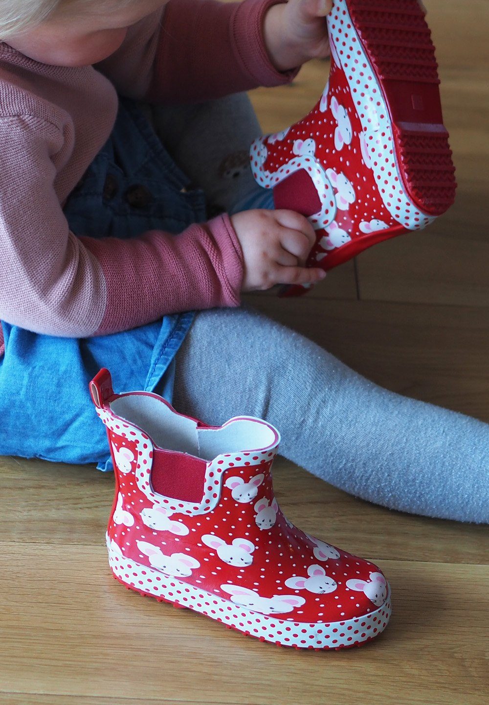 Beck Kleinkinder Gummistiefel Mäuschen Gummistiefel (wasserdichter Kurzstiefel aus weichem Naturkautschuk) seitliche Gummi-Einsätze für leichtes An- und Auszieh – Bild 2 von 5