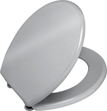 WENKO WC-Sitz Puffer, WC-Sitz Prima Silber glänzend, hochwertiger Toilettensitz, Retro-Style