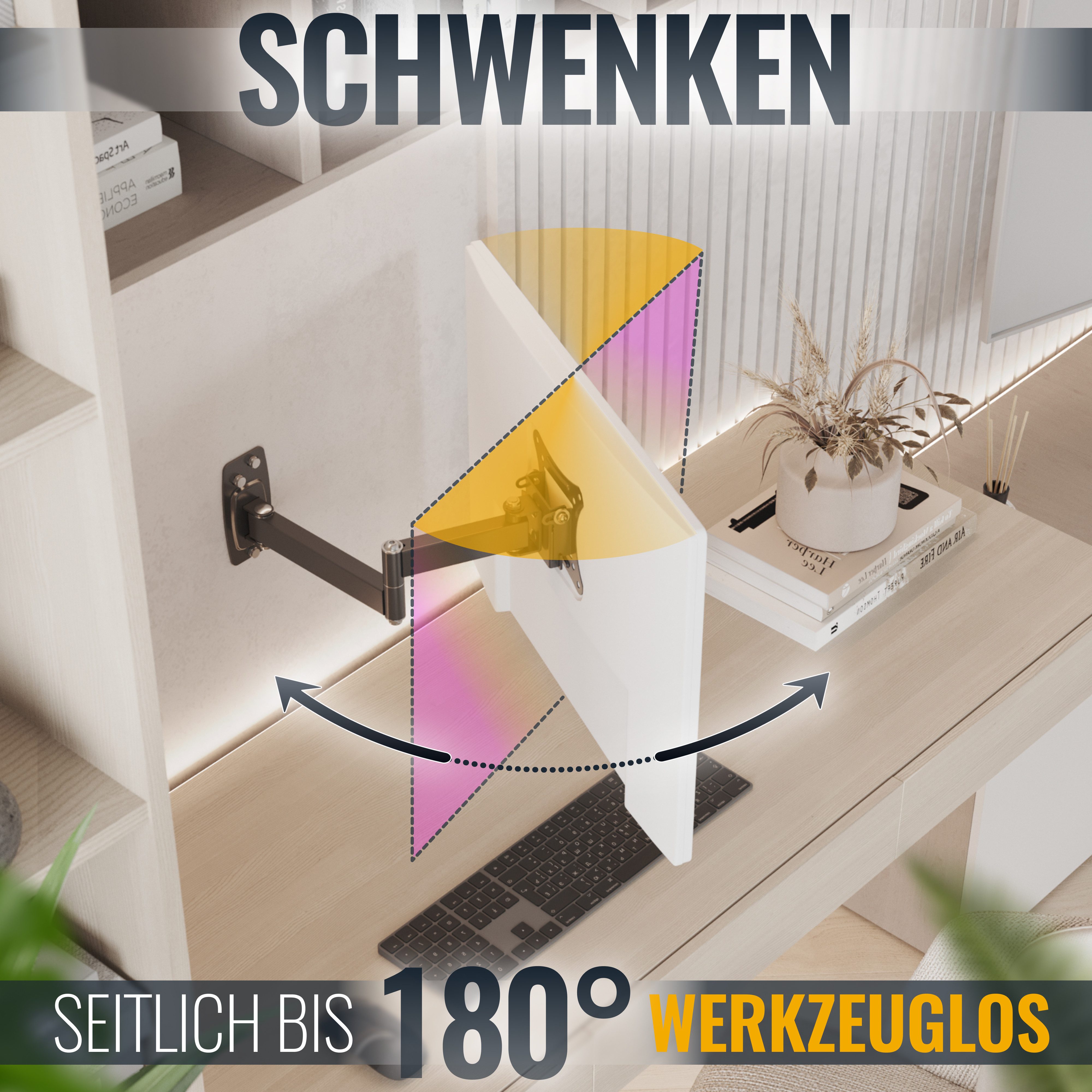 RICOO TV-Wandhalterung TV Monitor Wandhalterung 13"-29" bis 25 Kg S1211, (bis 29 Zoll, VESA 75x75 und 100x100, 1-tlg., 25Kg Aufnahme, von13" bis 29" (33-74cm) Bildschirm Diagonale, bis 20° neigbar, bis 180°schwenkbar, ausziehbar Wand Halterung)