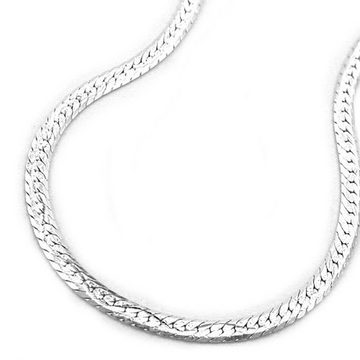 unbespielt Silberkette Halskette 2,2 mm Schlangenkette flach diamantiert 925 Silber 40 cm inklusive kleiner Schmuckbox, Silberschmuck für Damen