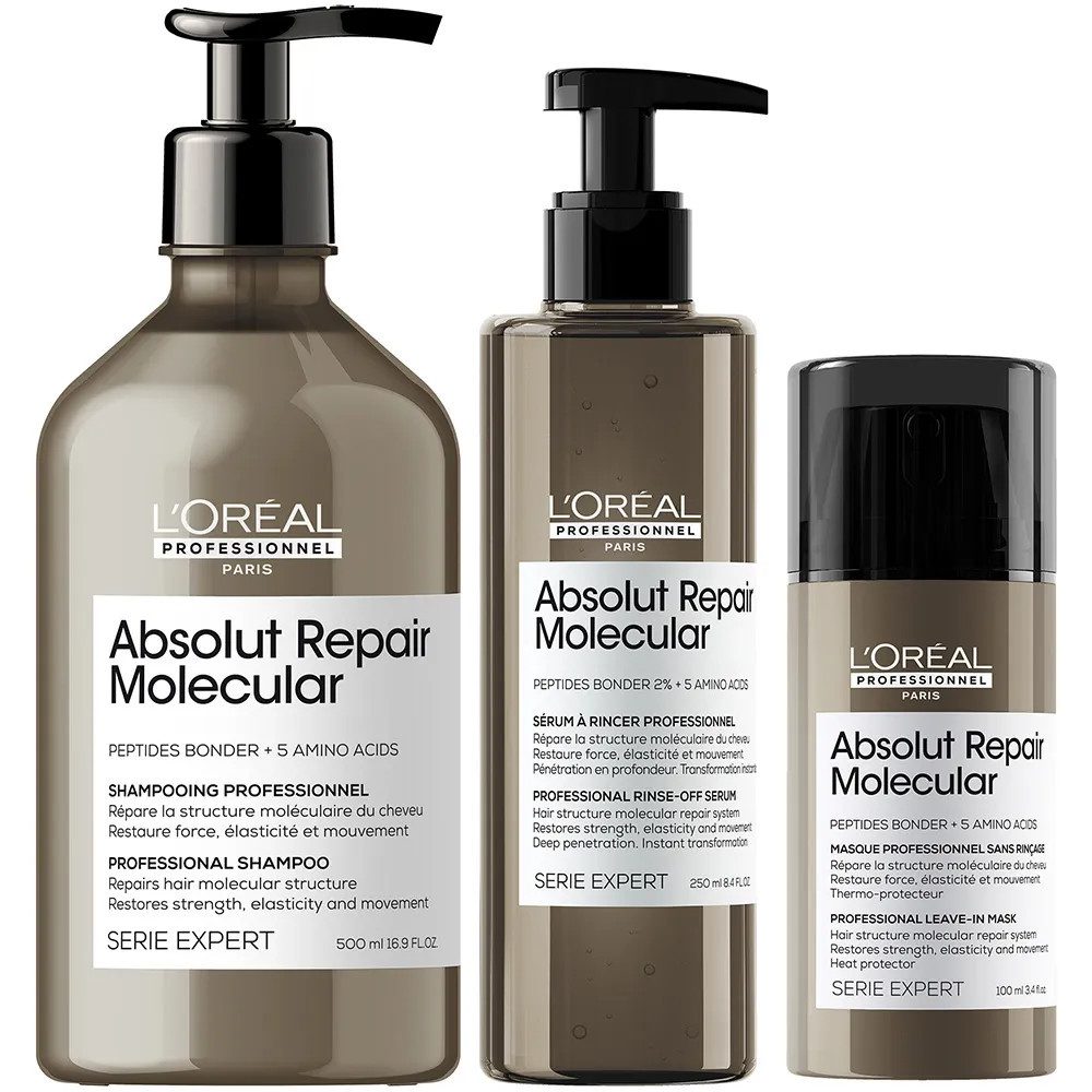 L'ORÉAL PROFESSIONNEL PARIS Haarpflege-Set L'Oréal Absolut Repair Molecular Shampoo Serum Leave-In Set, 3-tlg., reichhaltig