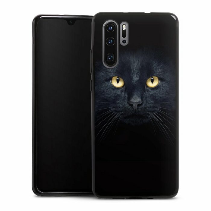 DeinDesign Handyhülle Katze Auge schwarz Tom Cat Huawei P30 Pro Silikon Hülle Bumper Case Handy Schutzhülle
