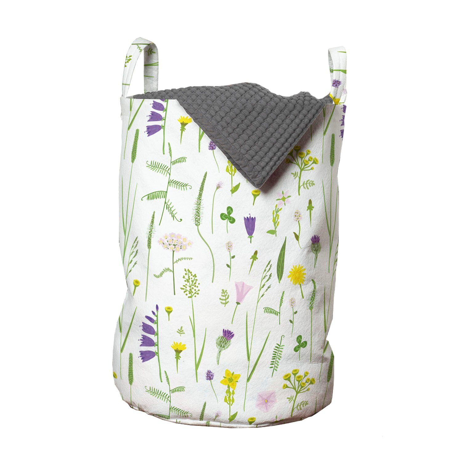 Abakuhaus Wäschesäckchen Wäschekorb mit Griffen Kordelzugverschluss für Waschsalons, Blumen Empfindliche wilde Blumen