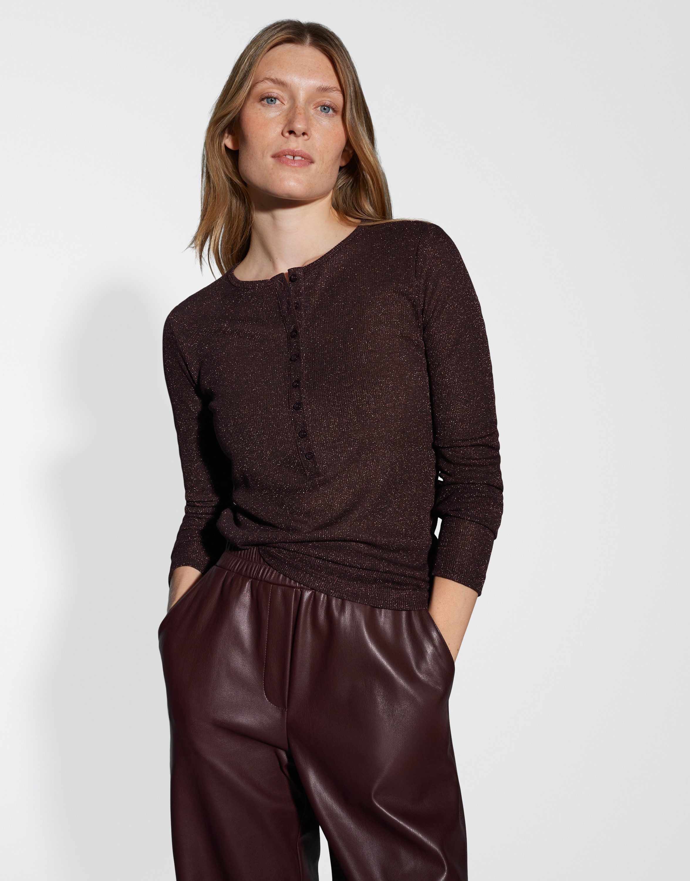 OPUS Longsleeve SOSMICA Slim im Henley Stil