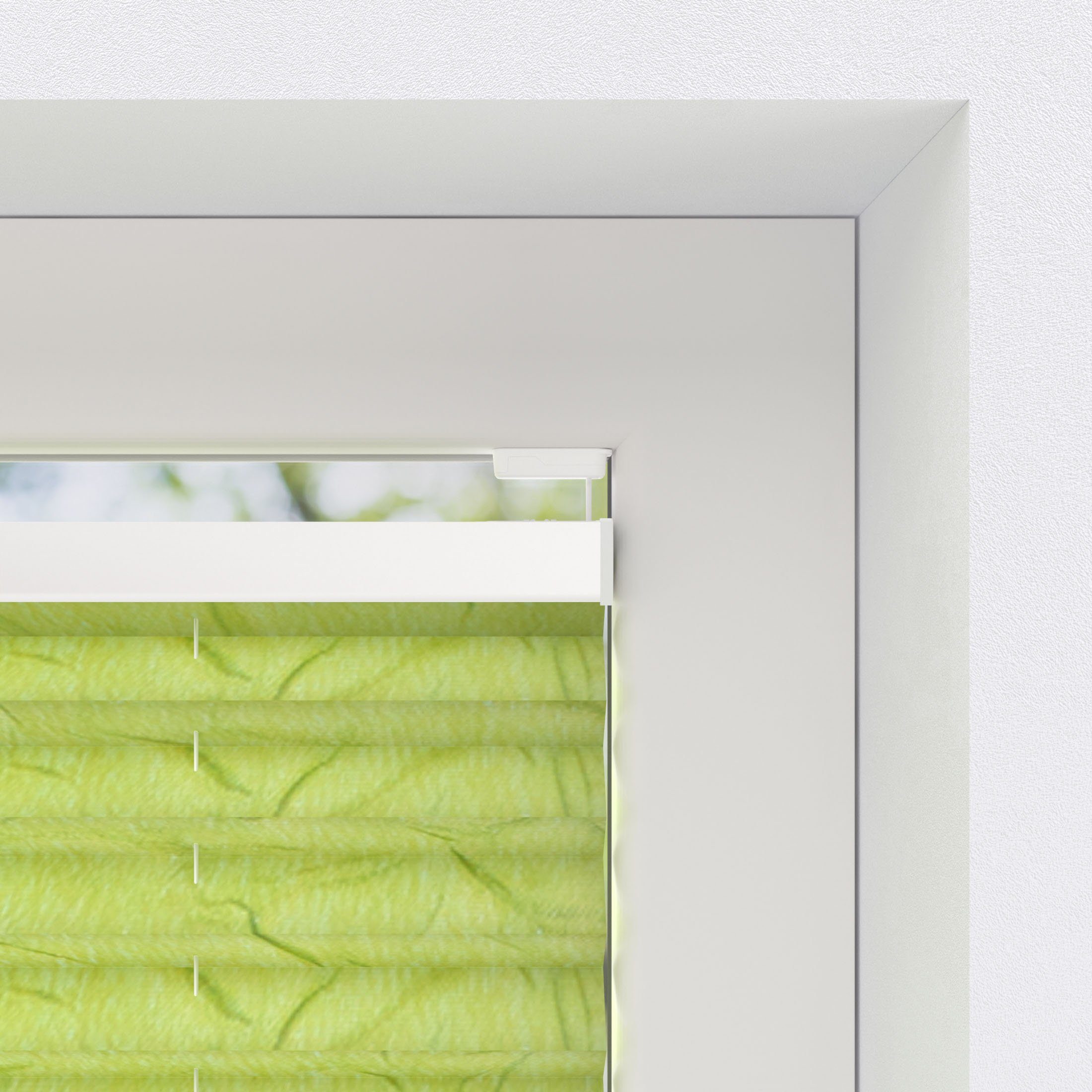 Plissee Marleen, my home, Feststellschraube mit verspannt, grün/grün Bohren/ohne Klemmträger mit Bohren, transparent