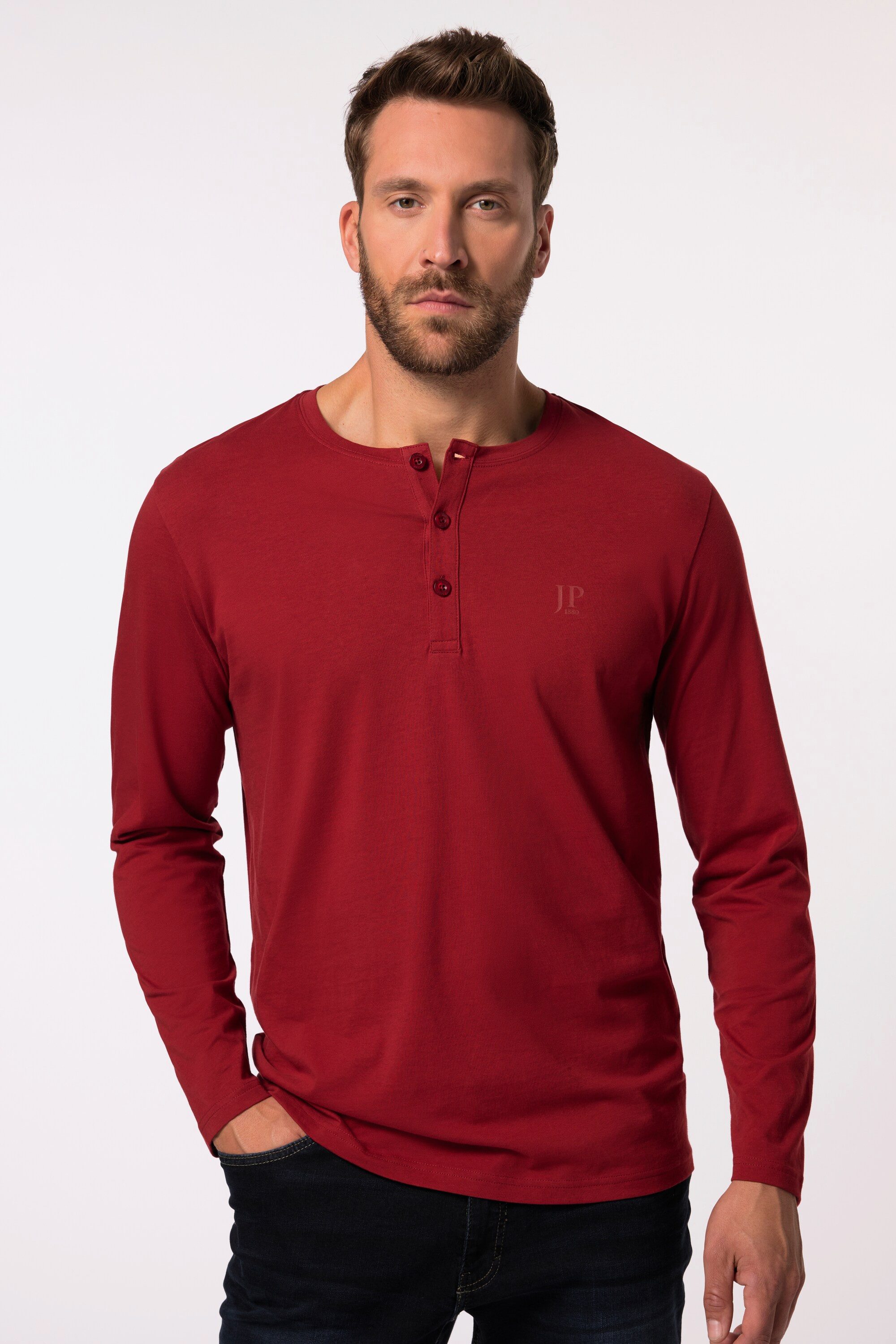 JP1880 T-Shirt bis 8XL Langarm-Shirt Henley Knopfleiste günstig online kaufen