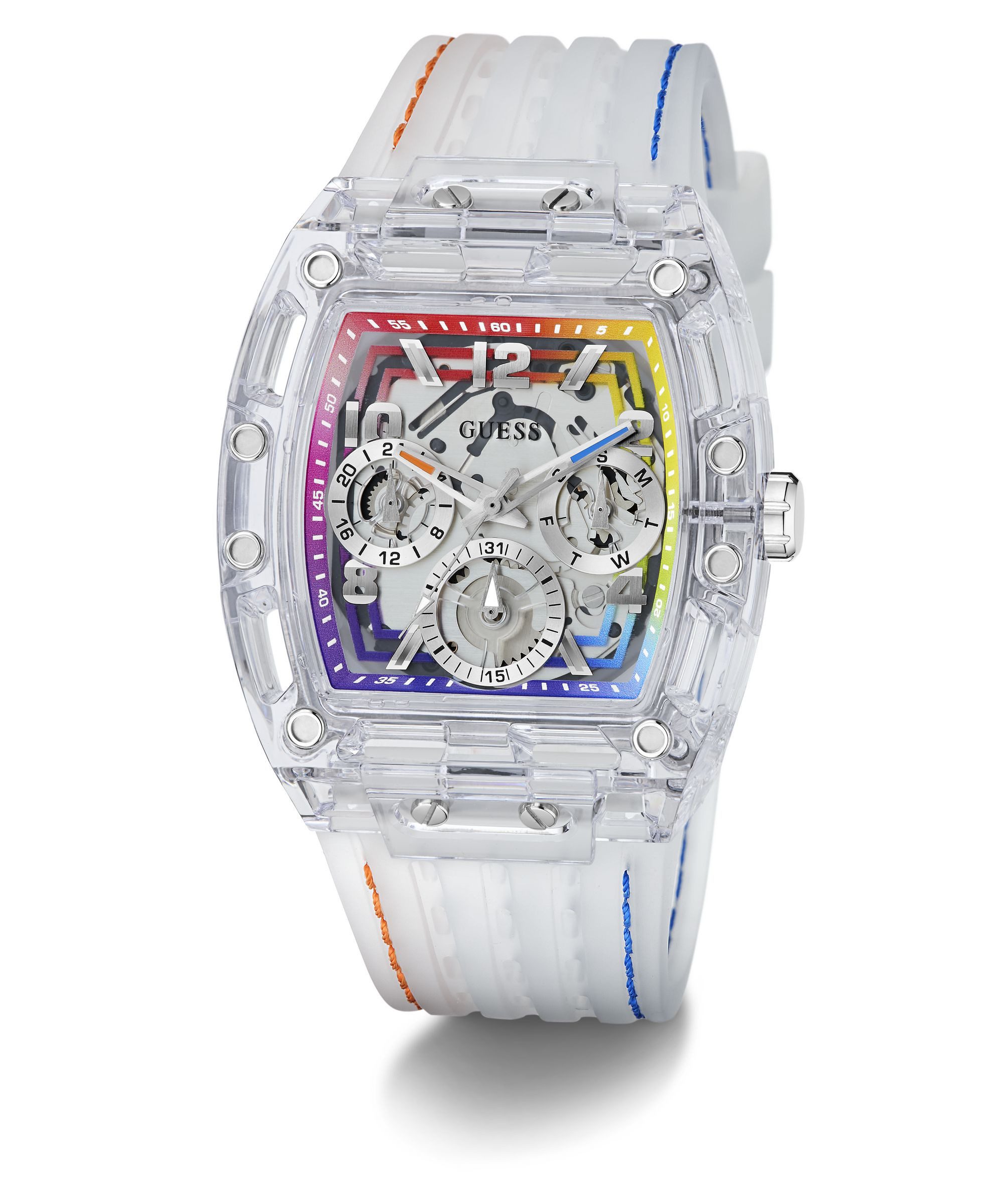 Guess Multifunktionsuhr PHOENIX GW0499G13, Quarzuhr, Armbanduhr, Herrenuhr, Silikonarmband, analog, Wochentag