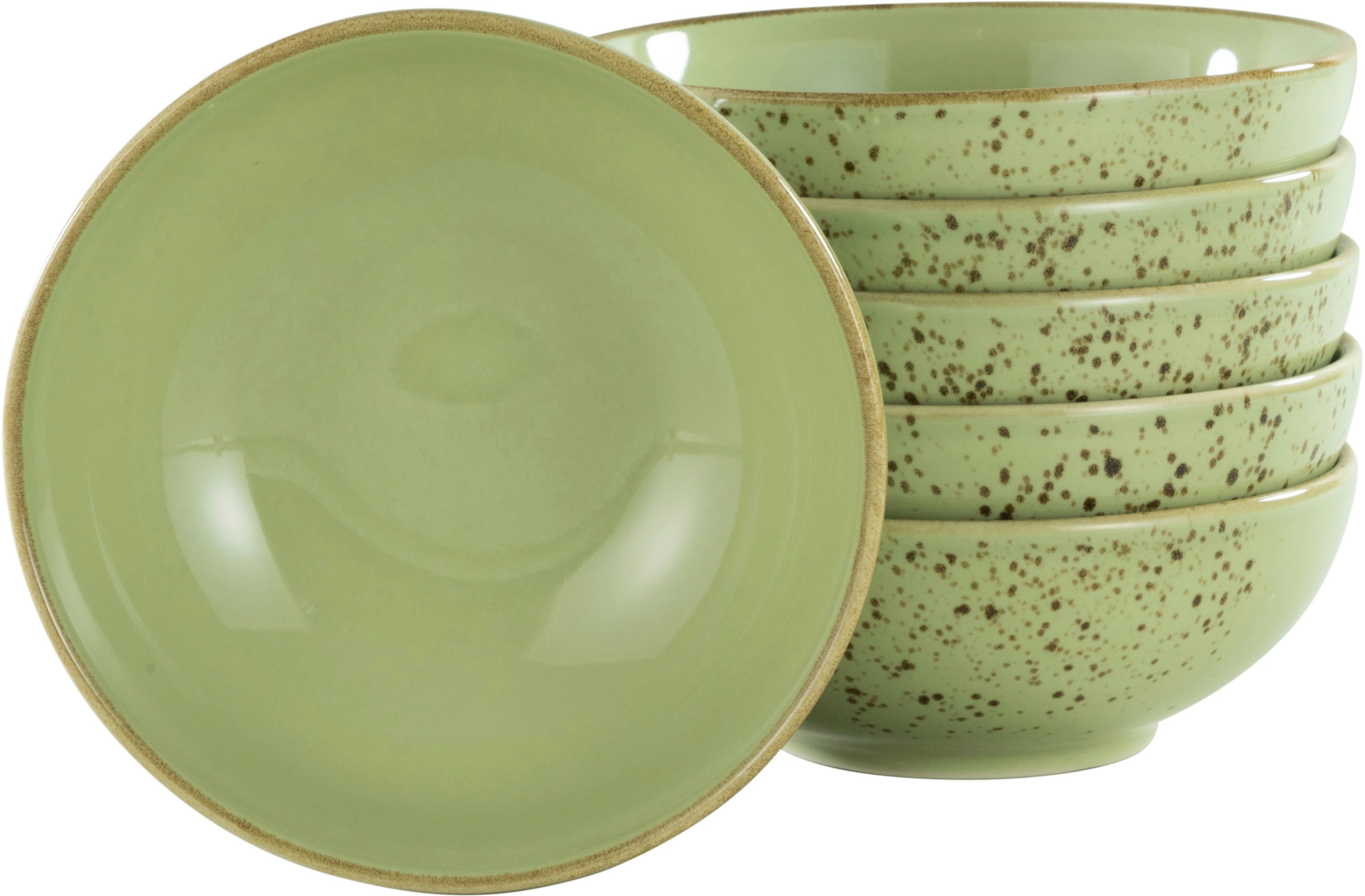 CreaTable Müslischale NATURE COLLECTION, Steinzeug, (Set, 6-tlg), Salatschale, Snackschale, Ø 16,5 cm